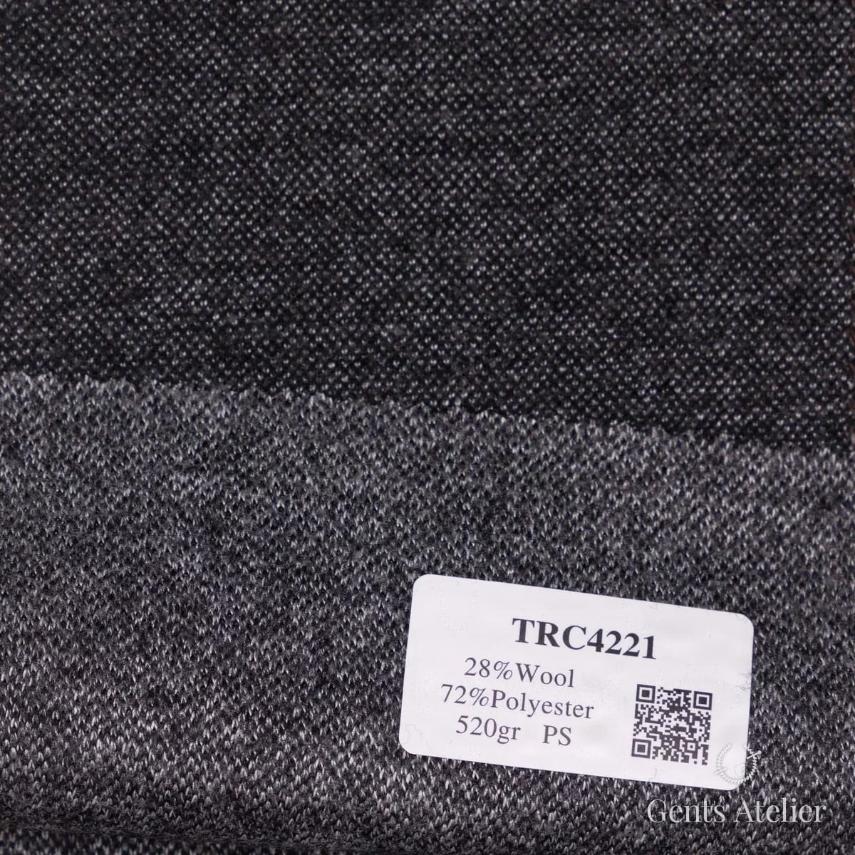Образец ткани Soft Coats and Knits TRC4221 с этикеткой, тёмно-серый меланж