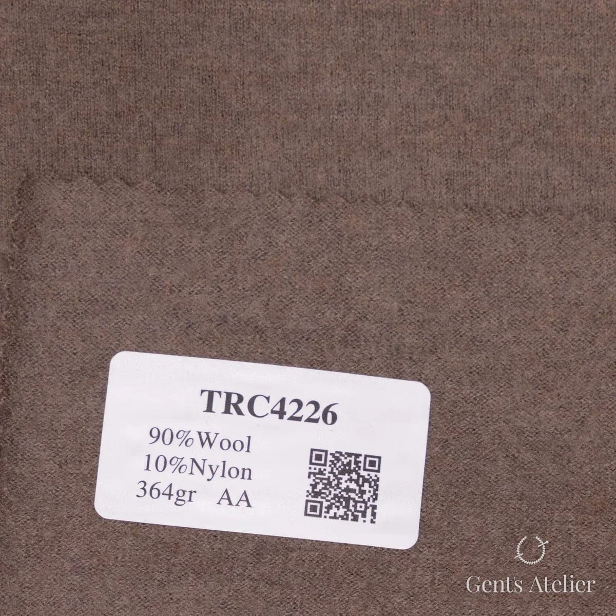 Образец ткани Soft Coats and Knits TRC4226 с этикеткой, коричневато-серый тёплый меланж (тауп)