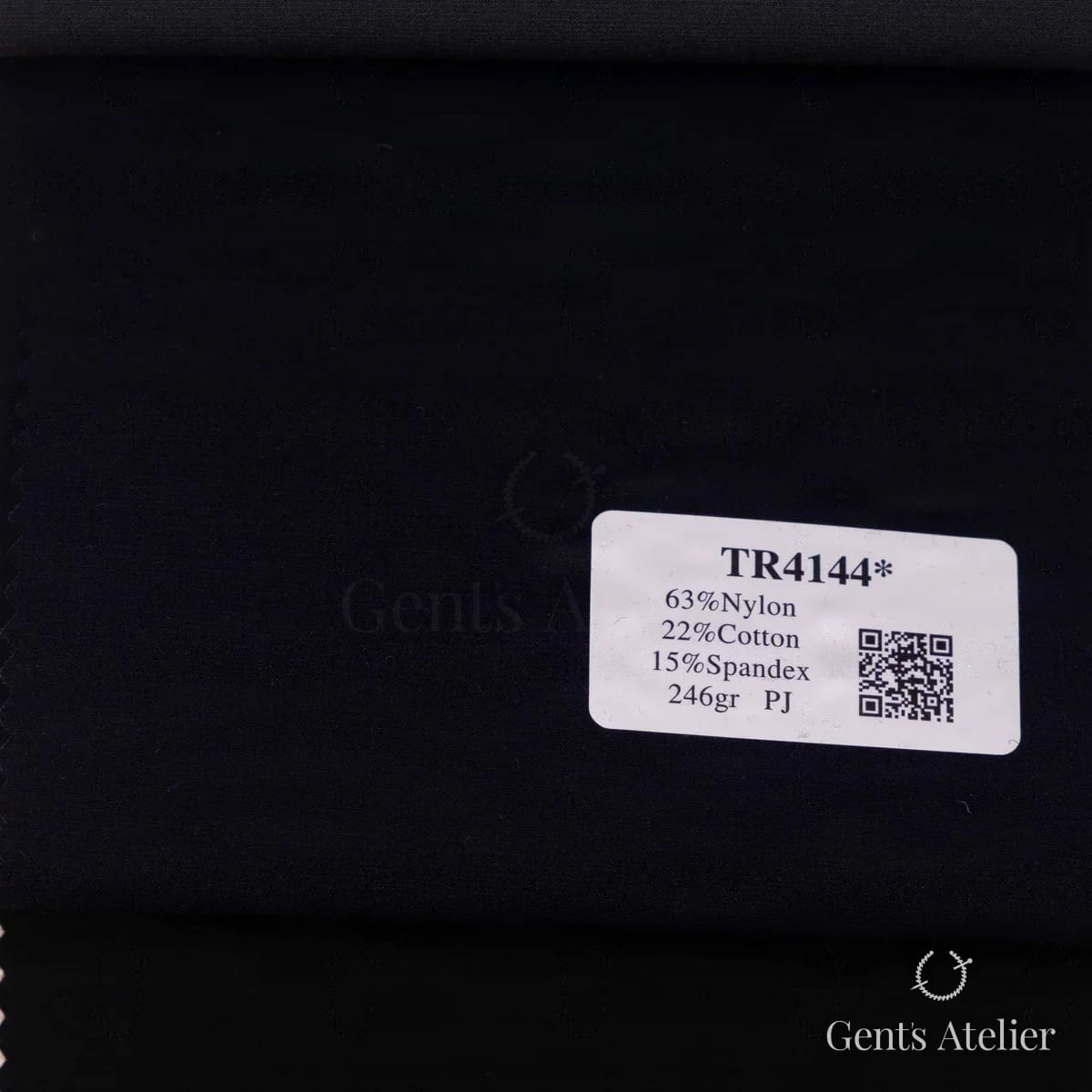 Образец ткани Soft Coats and Knits TR4144 с этикеткой, глубокий тёмно-синий (почти чёрный)