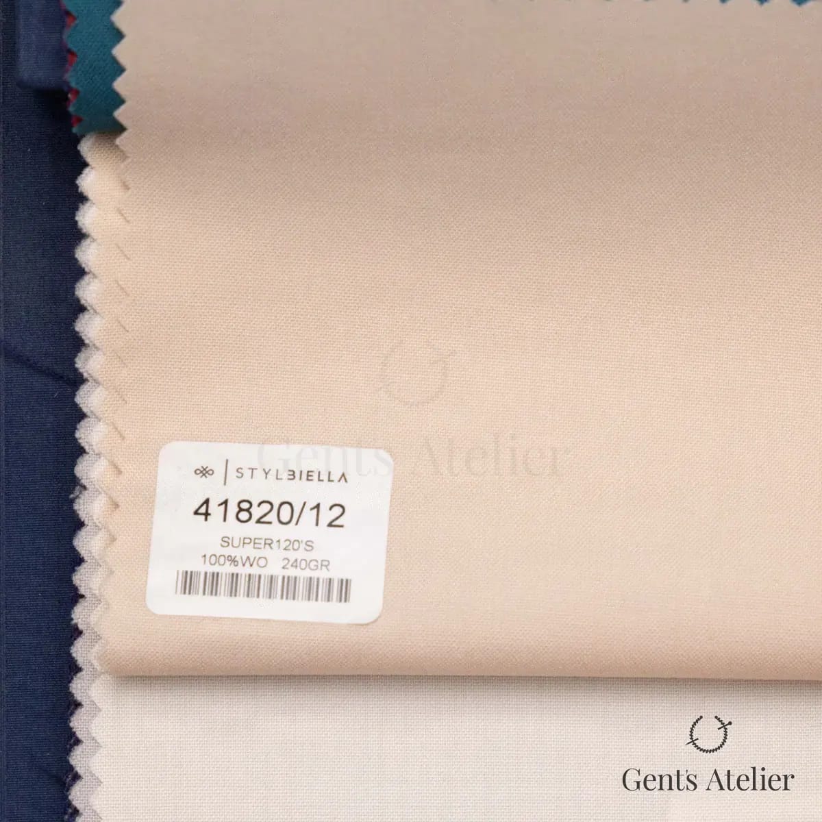 Образец ткани Stylbiella 41820/12 с этикеткой, бежевый