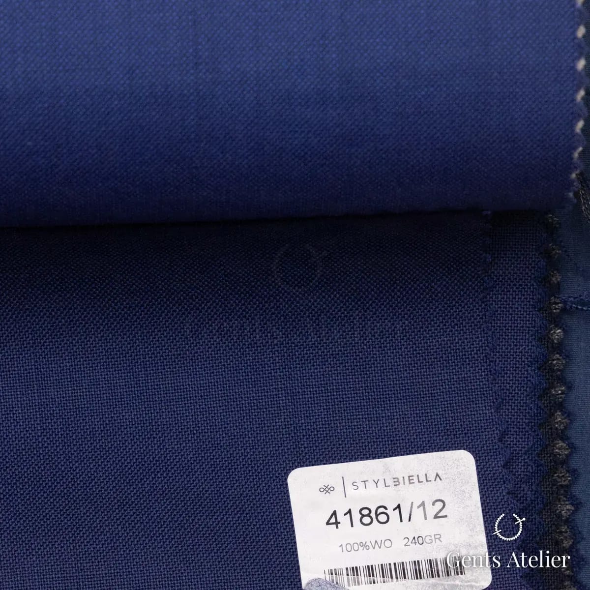 Образец ткани Stylbiella 41861/12 с этикеткой, синий
