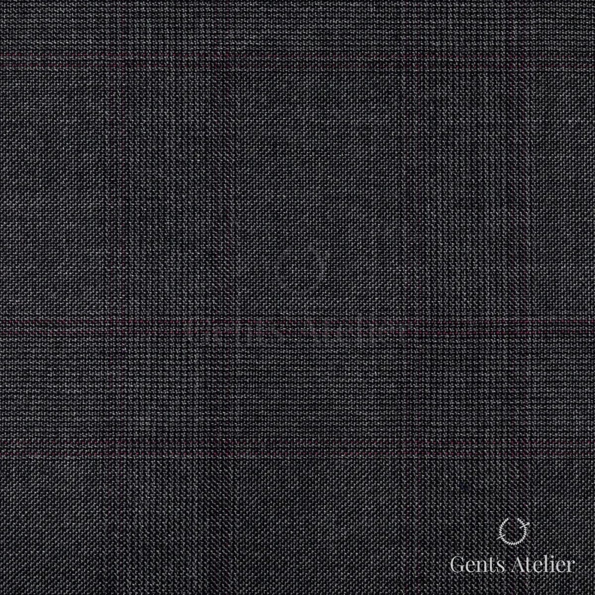 Костюм из Stylbiella 34787 — тёмно-серый, почти чёрный, в клетку виндоупейн с розово-бордовой нитью, 100%WO