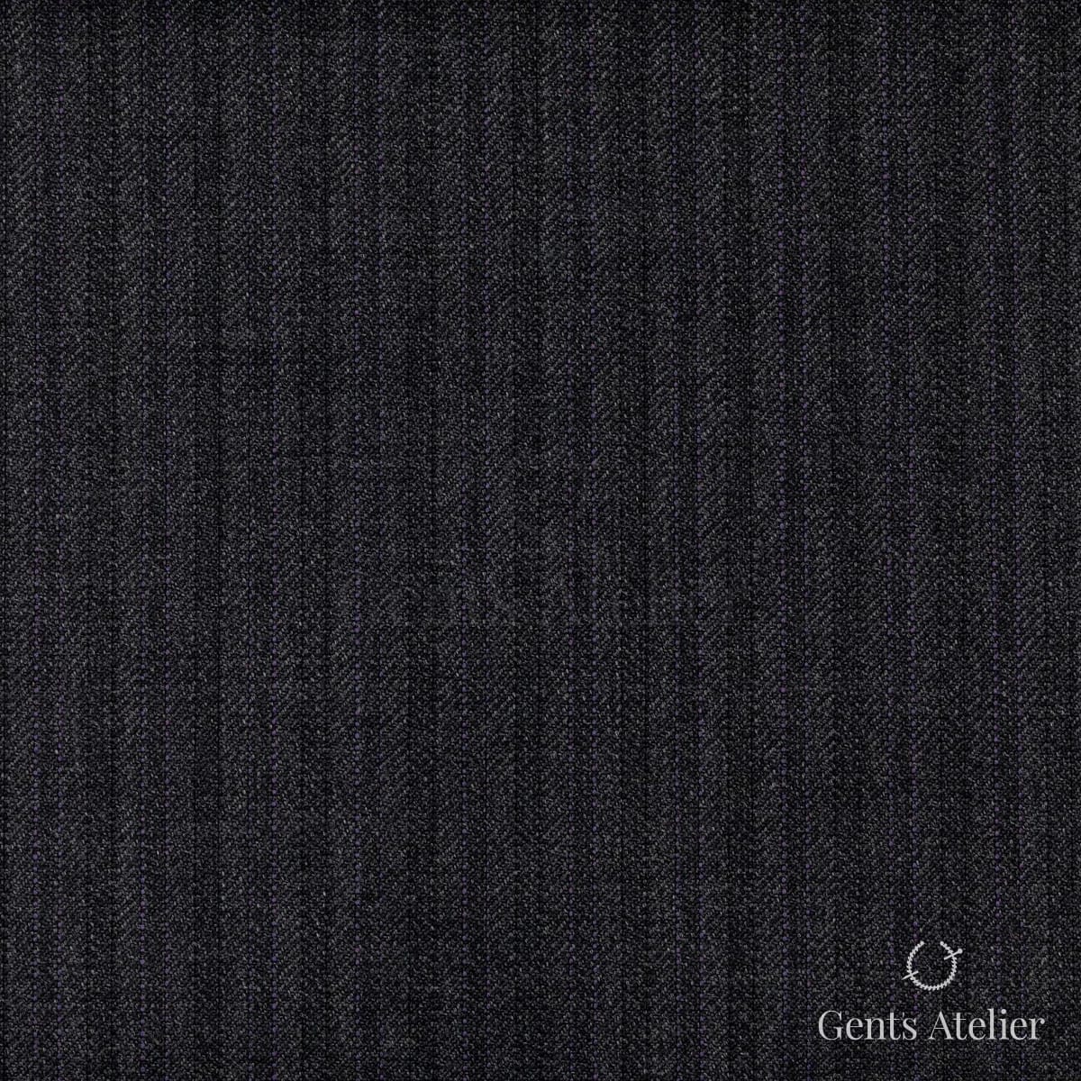 Костюм из Stylbiella 34801 — тёмно-серый меланж с тонкой фиолетовой полоской, 100%WO
