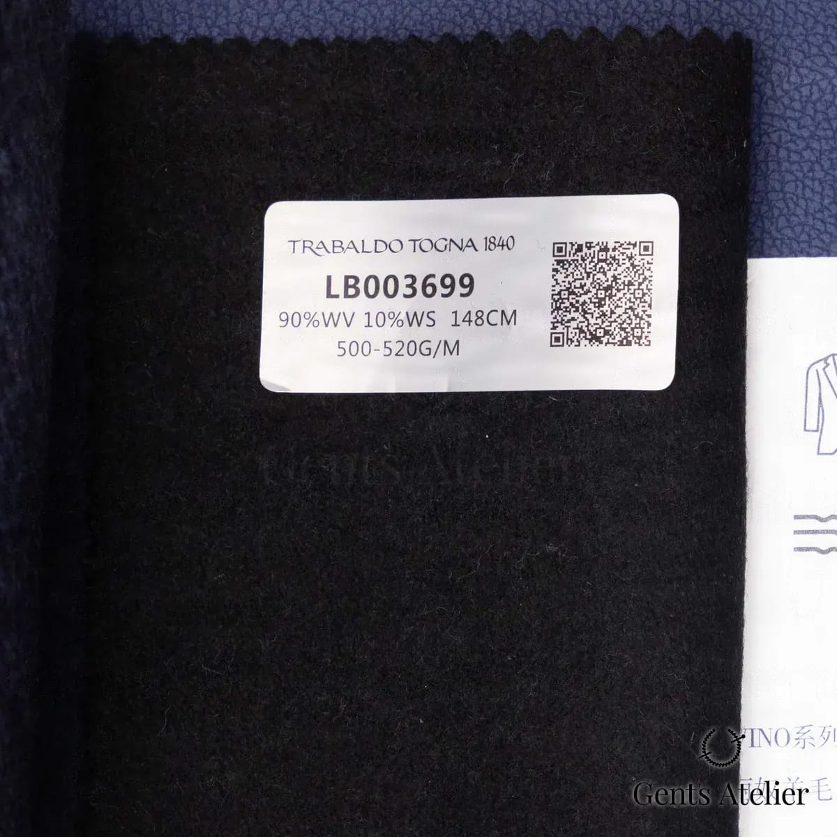 Образец ткани Trabaldo Togna LB003699 с этикеткой, чёрный