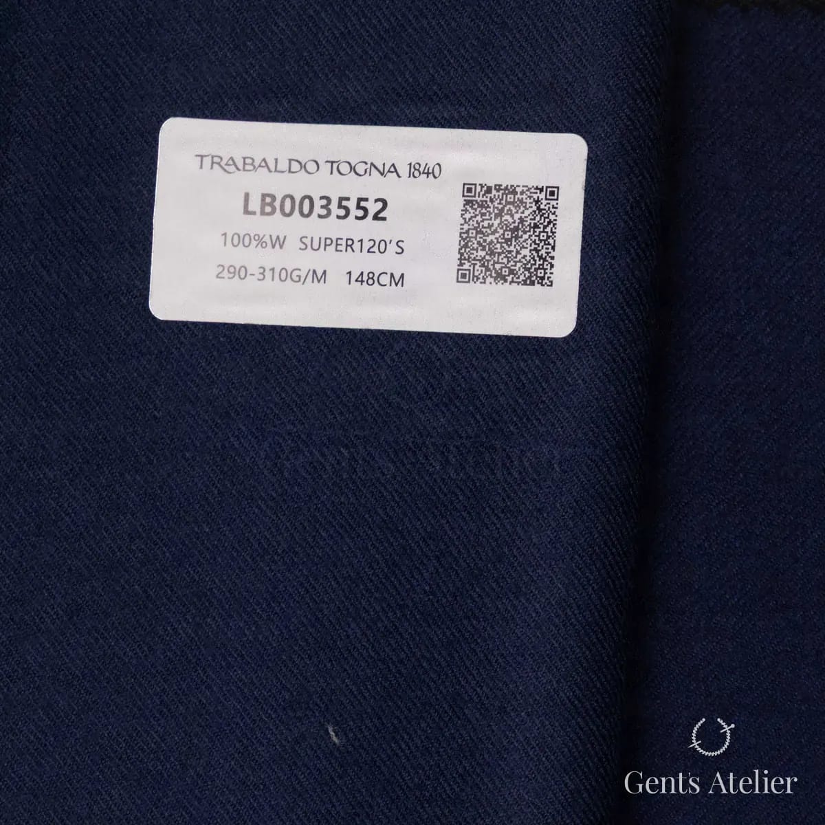 Образец ткани Trabaldo Togna LB003552 с этикеткой, тёмно-синий