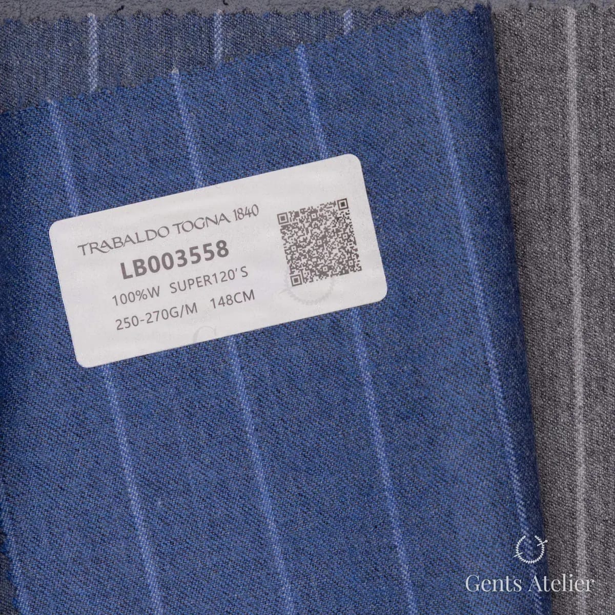 Образец ткани Trabaldo Togna LB003558 с этикеткой, синий