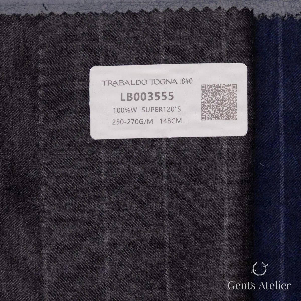 Образец ткани Trabaldo Togna LB003555 с этикеткой, тёмно-серый