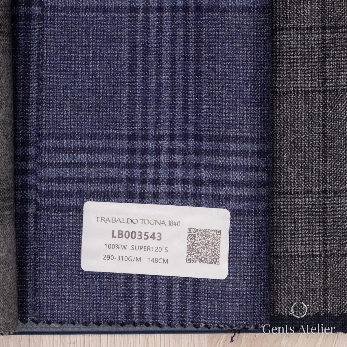 Образец ткани Trabaldo Togna LB003543 с этикеткой, синий