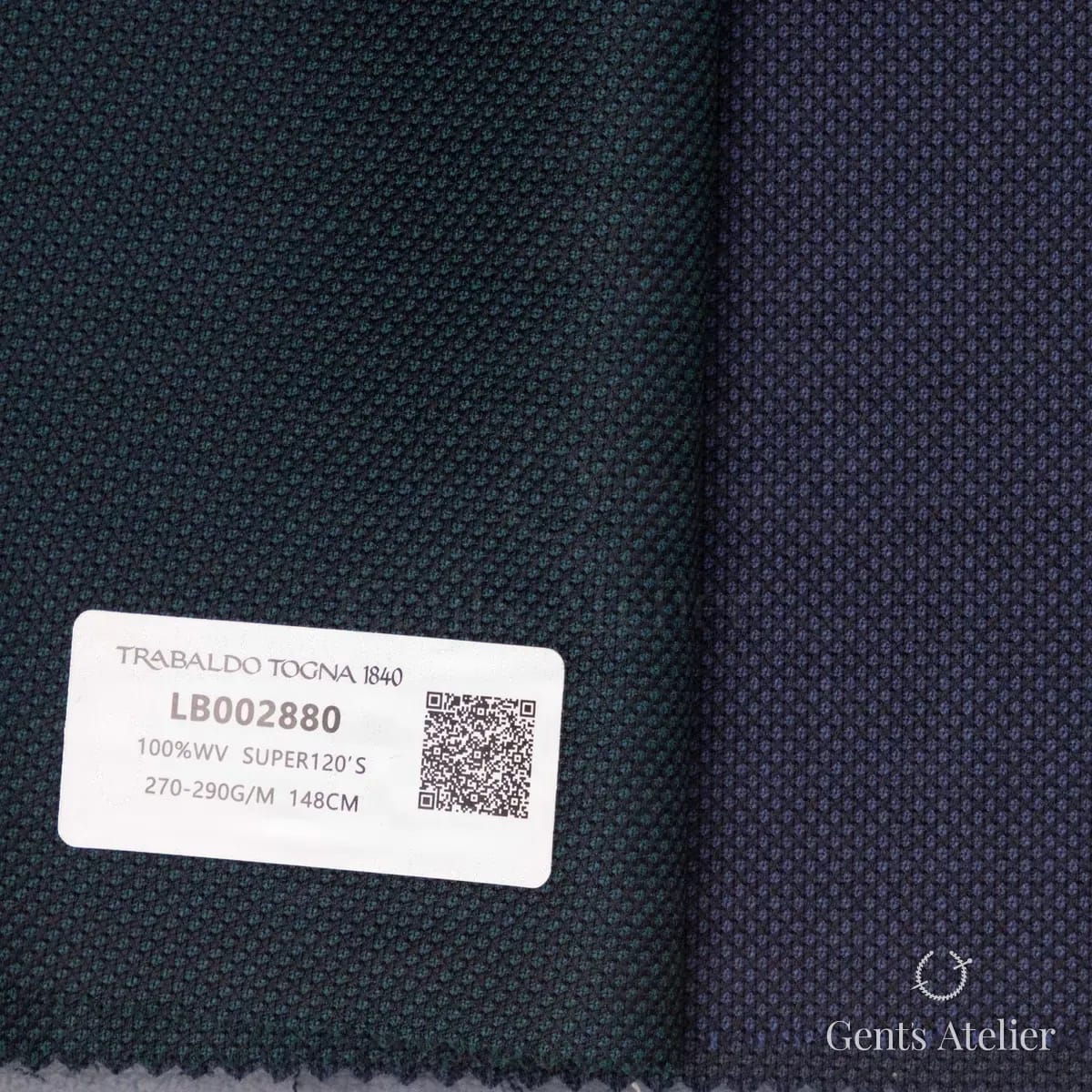 Образец ткани Trabaldo Togna LB002880 с этикеткой, тёмно-синий