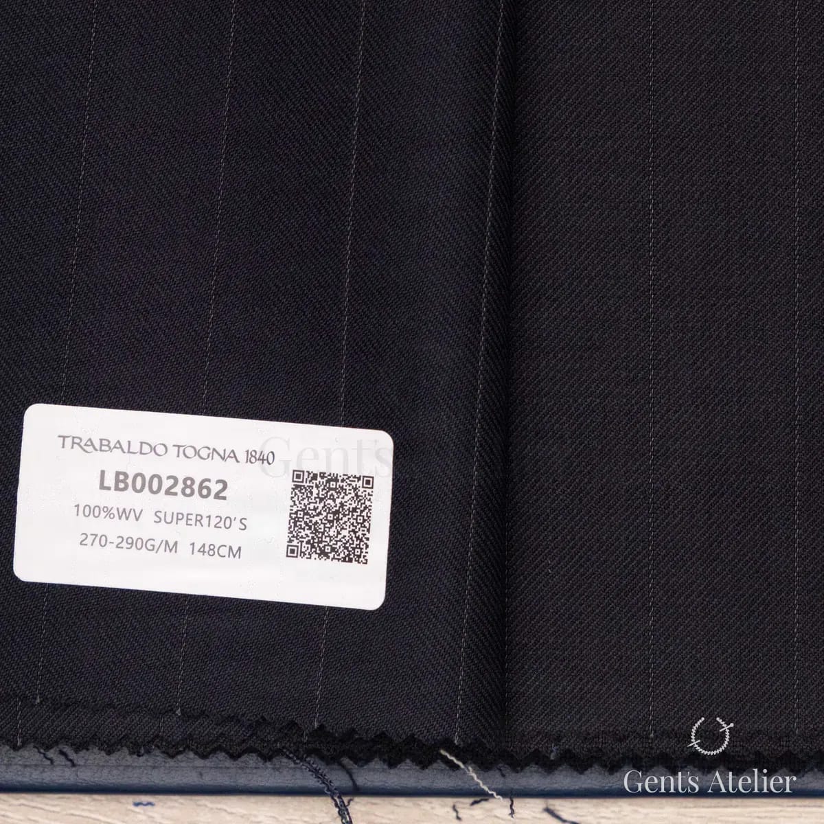 Образец ткани Trabaldo Togna LB002862 с этикеткой, тёмно-синий