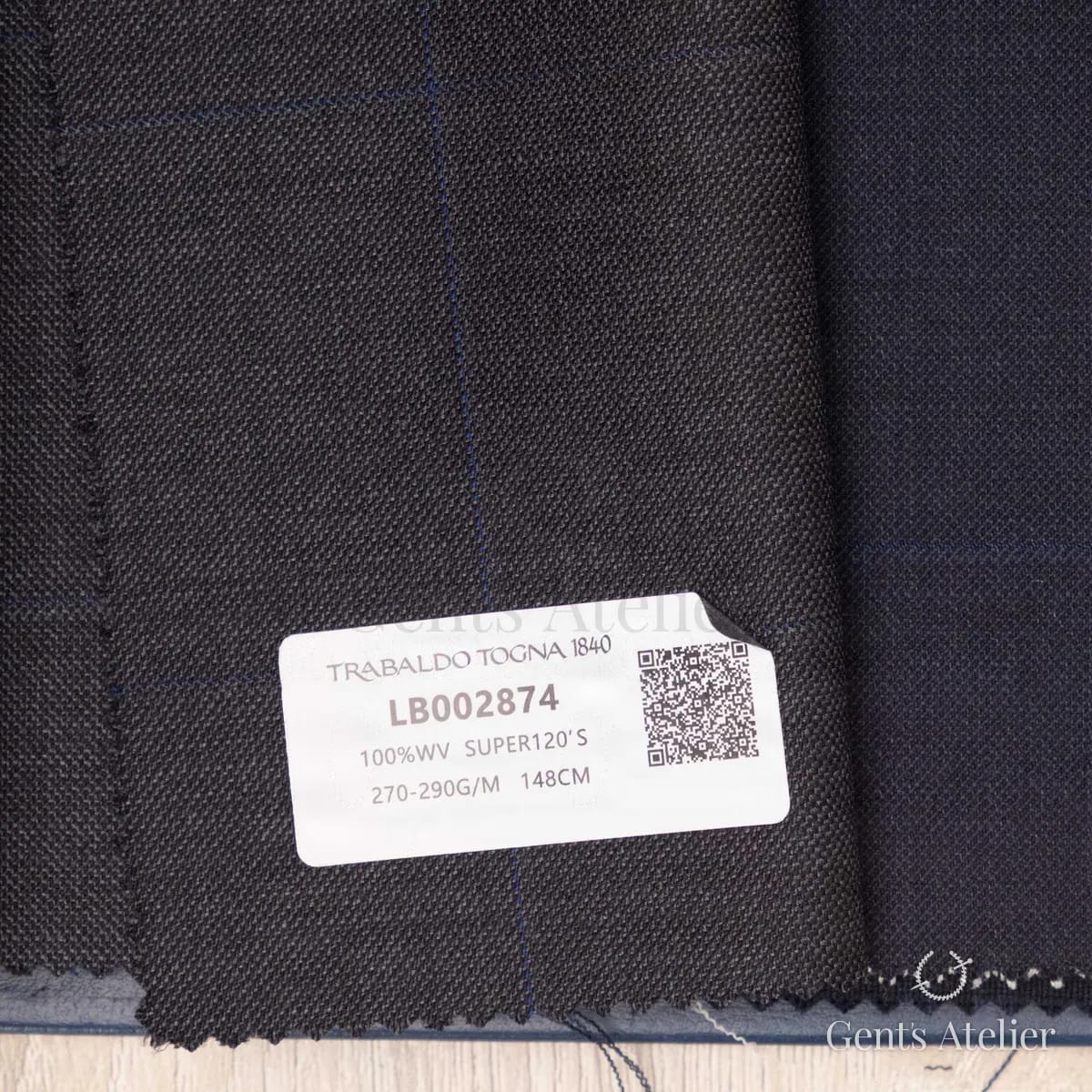 Образец ткани Trabaldo Togna LB002874 с этикеткой, тёмно-серый