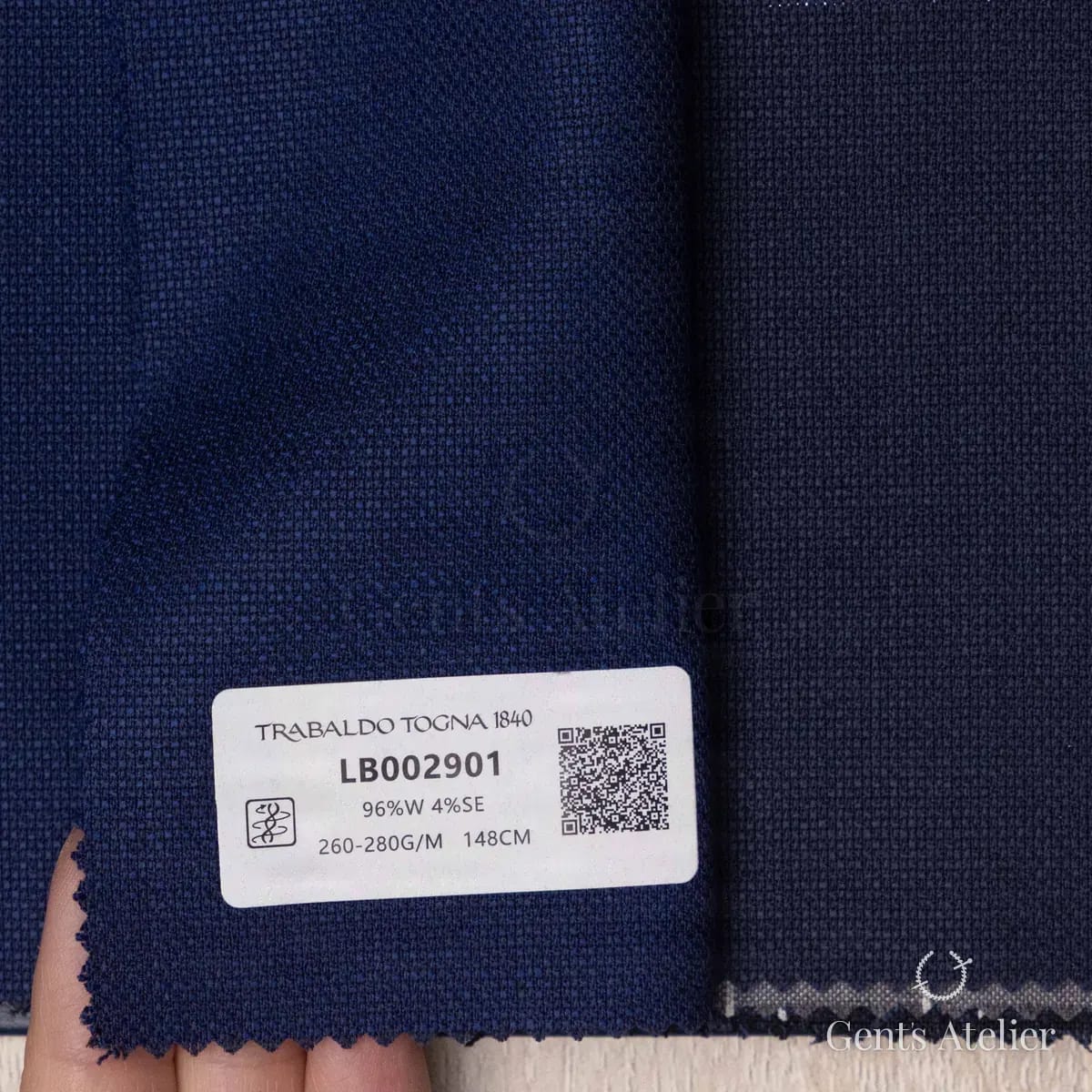 Образец ткани Trabaldo Togna LB002901 с этикеткой, ярко-синий