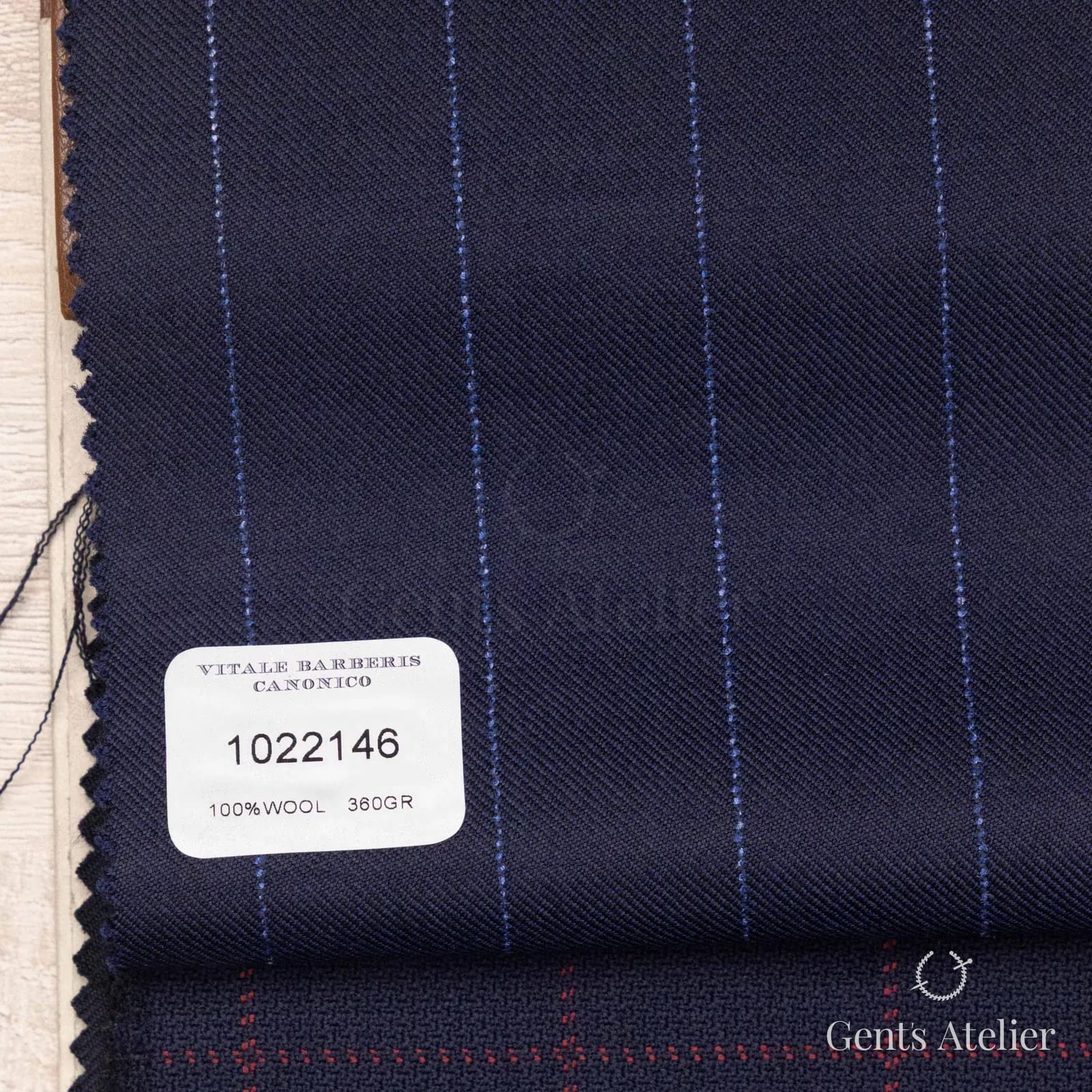 Образец ткани Vitale Barberis Canonico 1022146 с этикеткой, тёмно-синий