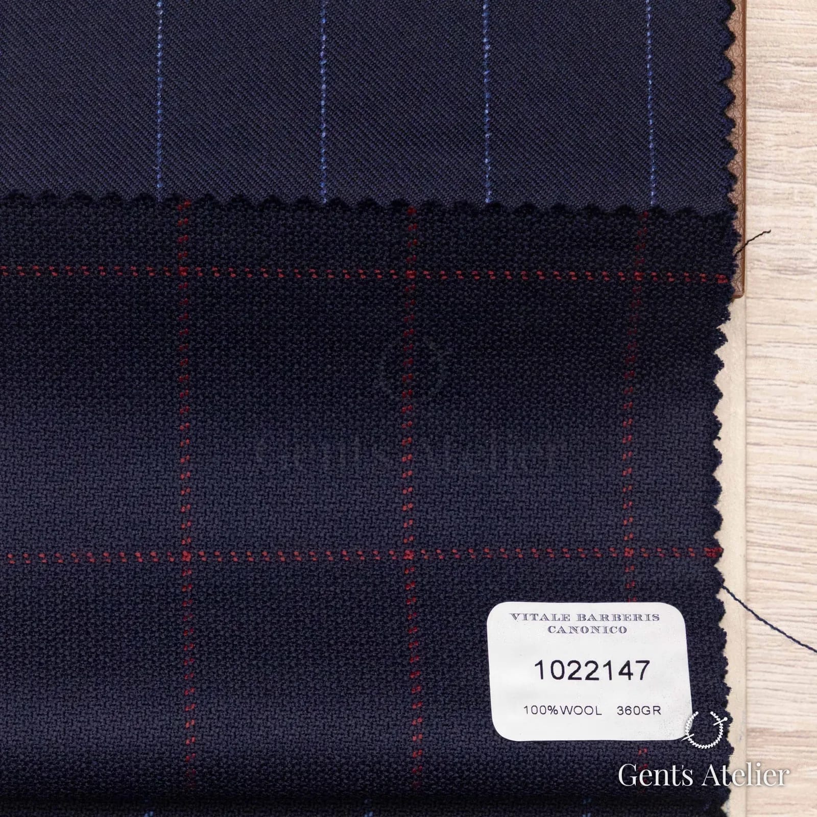 Образец ткани Vitale Barberis Canonico 1022147 с этикеткой, тёмно-синий