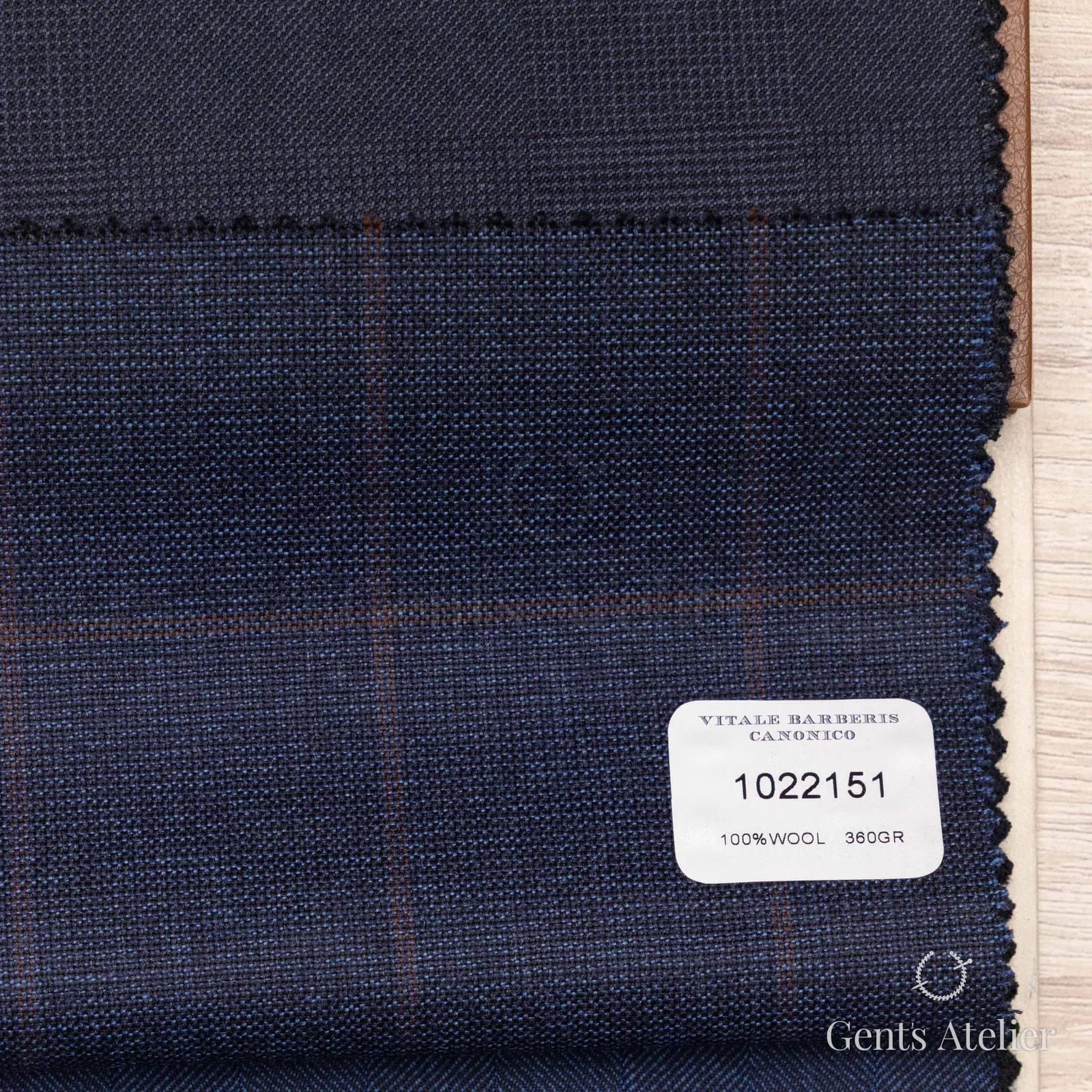 Образец ткани Vitale Barberis Canonico 1022151 с этикеткой, тёмно-синий