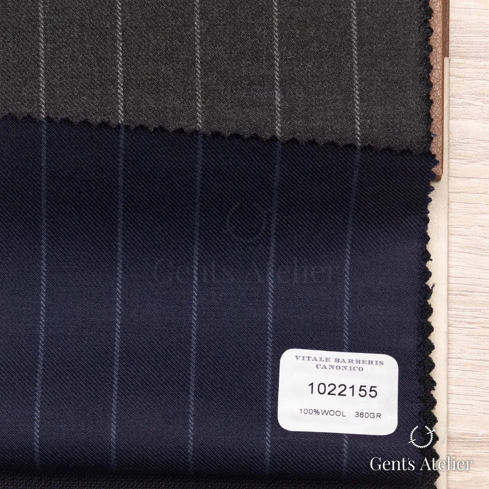 Образец ткани Vitale Barberis Canonico 1022155 с этикеткой, тёмно-синий