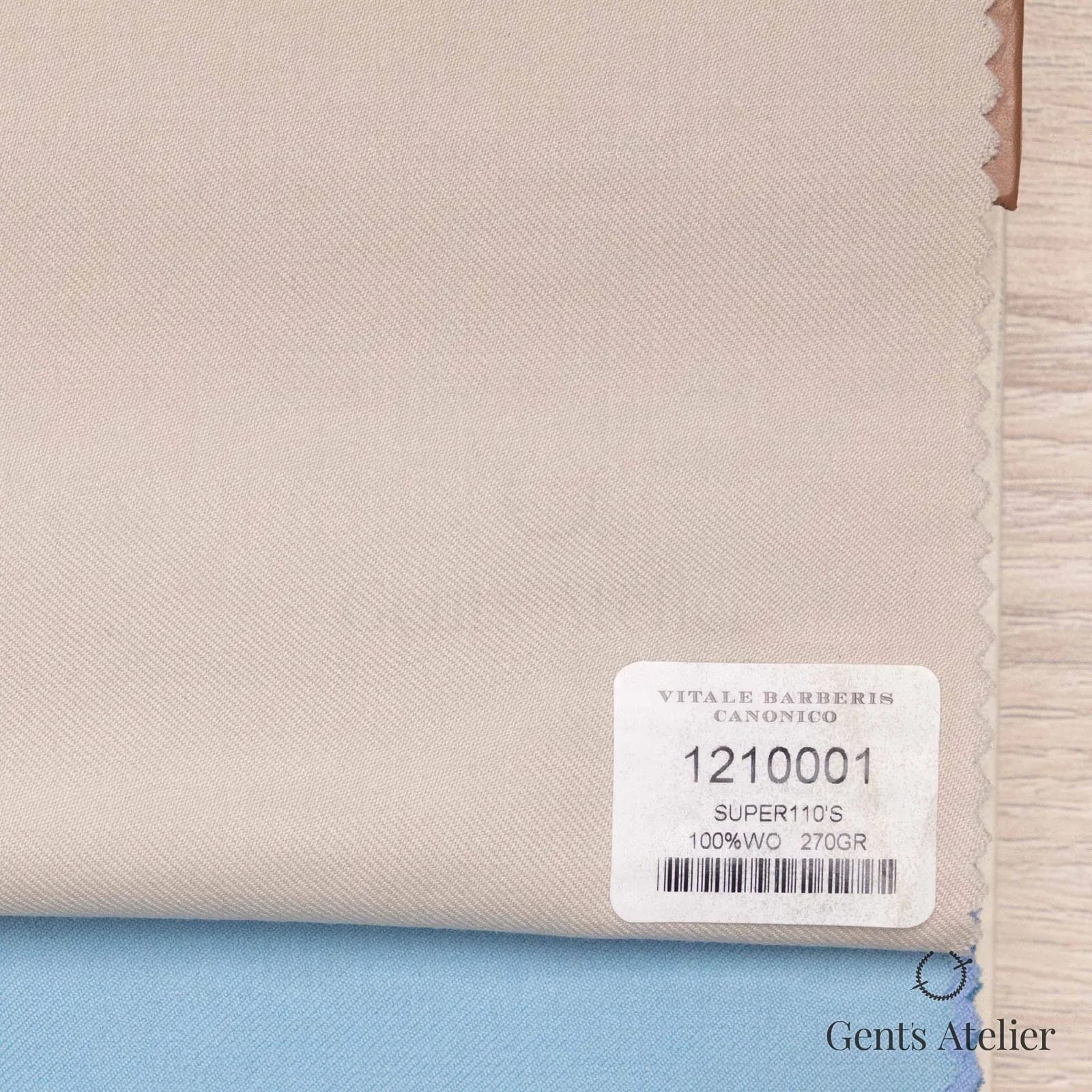 Образец ткани Vitale Barberis Canonico 1210001 с этикеткой, светло-бежевый