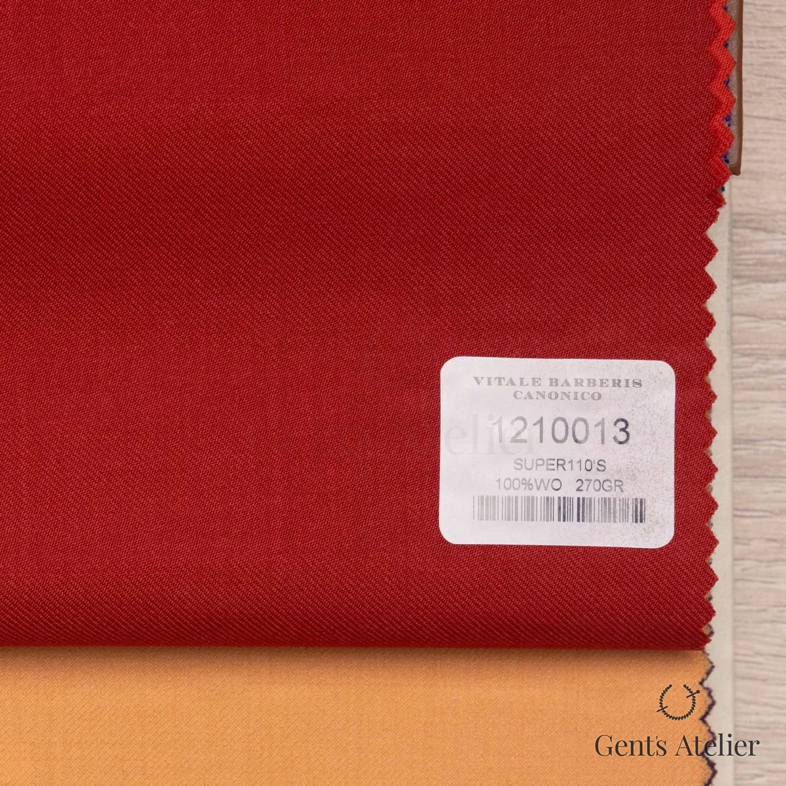 Образец ткани Vitale Barberis Canonico 1210013 с этикеткой, красный