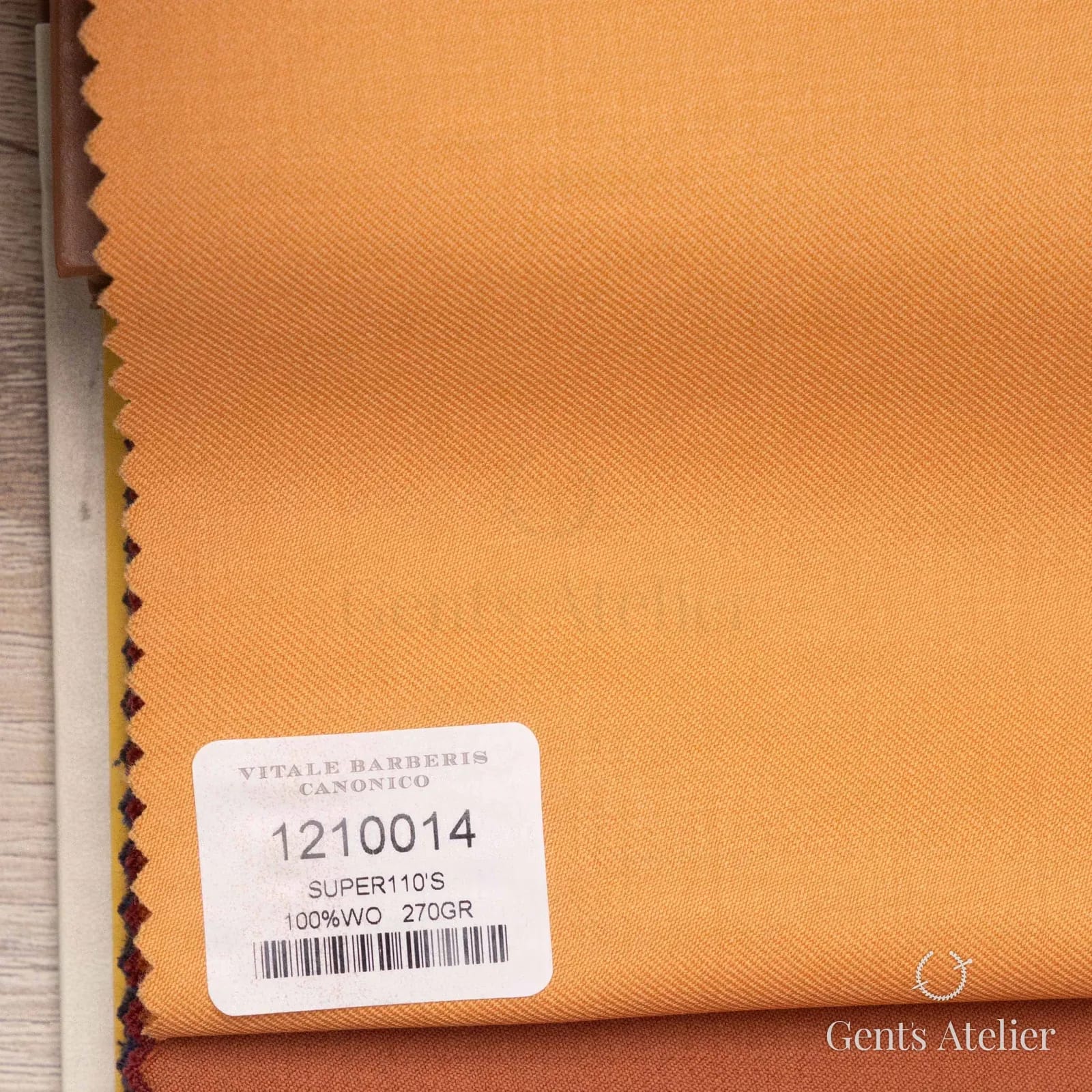 Образец ткани Vitale Barberis Canonico 1210014 с этикеткой, оранжевый
