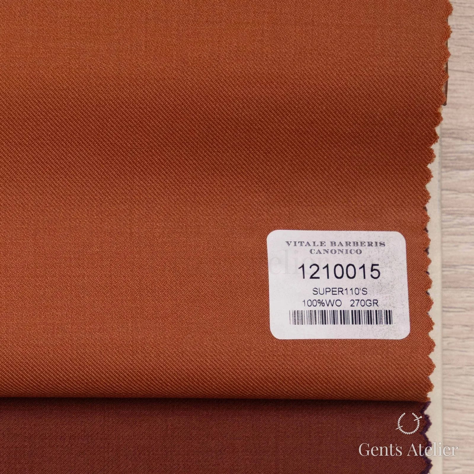 Образец ткани Vitale Barberis Canonico 1210015 с этикеткой, терракота