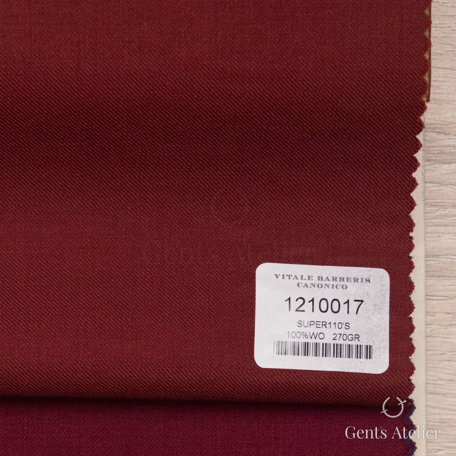 Образец ткани Vitale Barberis Canonico 1210017 с этикеткой, бордо