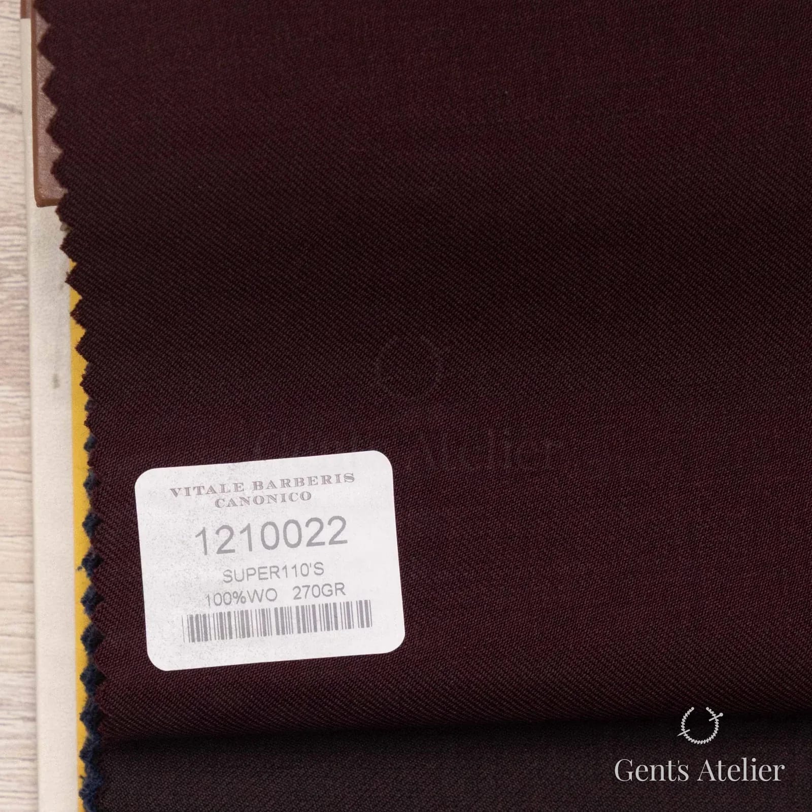 Образец ткани Vitale Barberis Canonico 1210022 с этикеткой, бордо