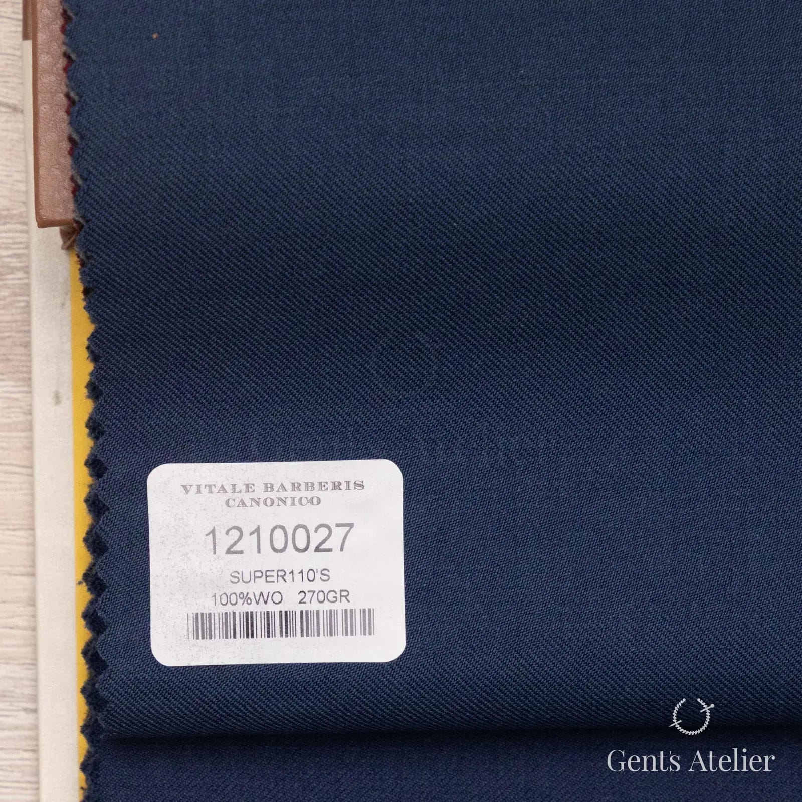 Образец ткани Vitale Barberis Canonico 1210027 с этикеткой, синий средний