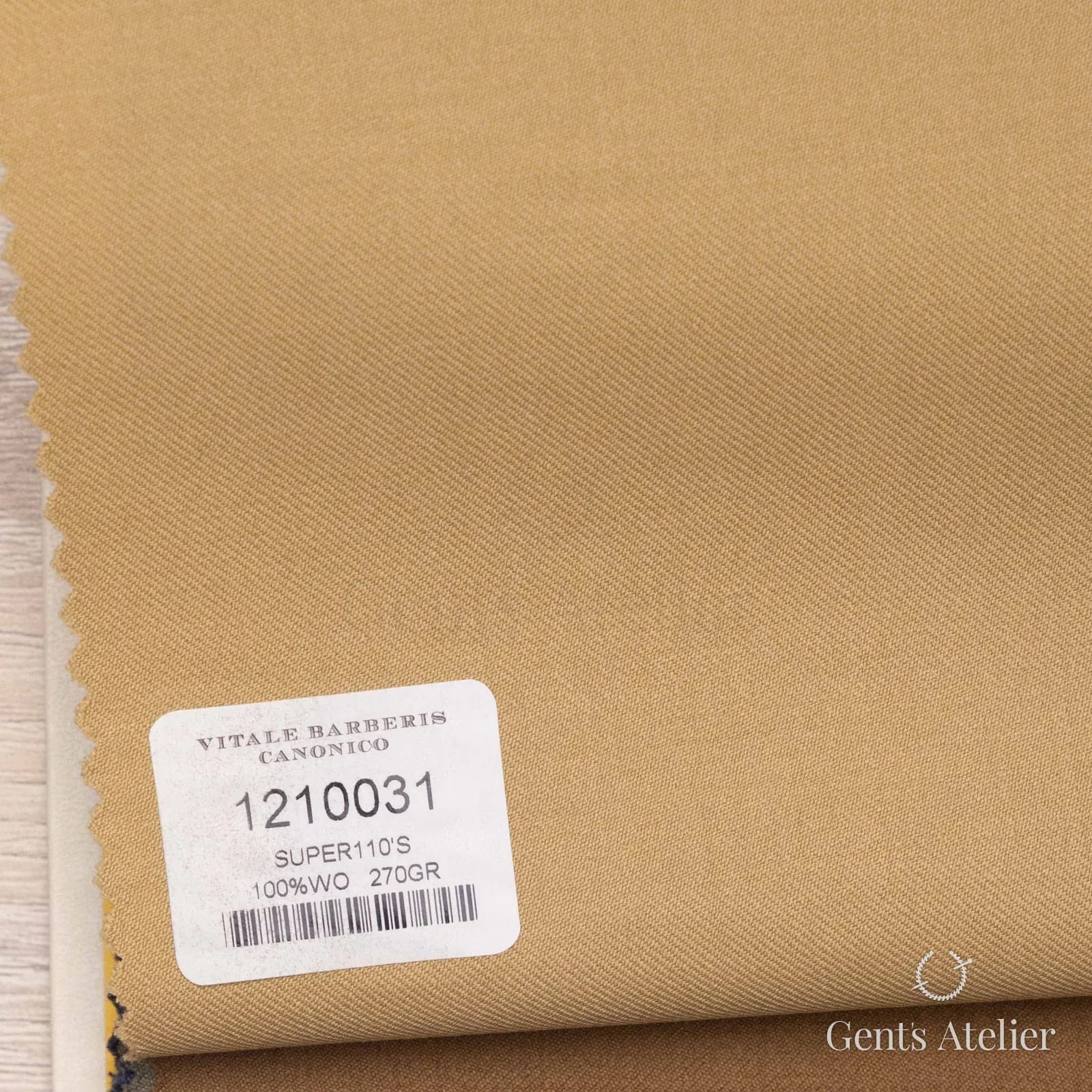 Образец ткани Vitale Barberis Canonico 1210031 с этикеткой, горчичный