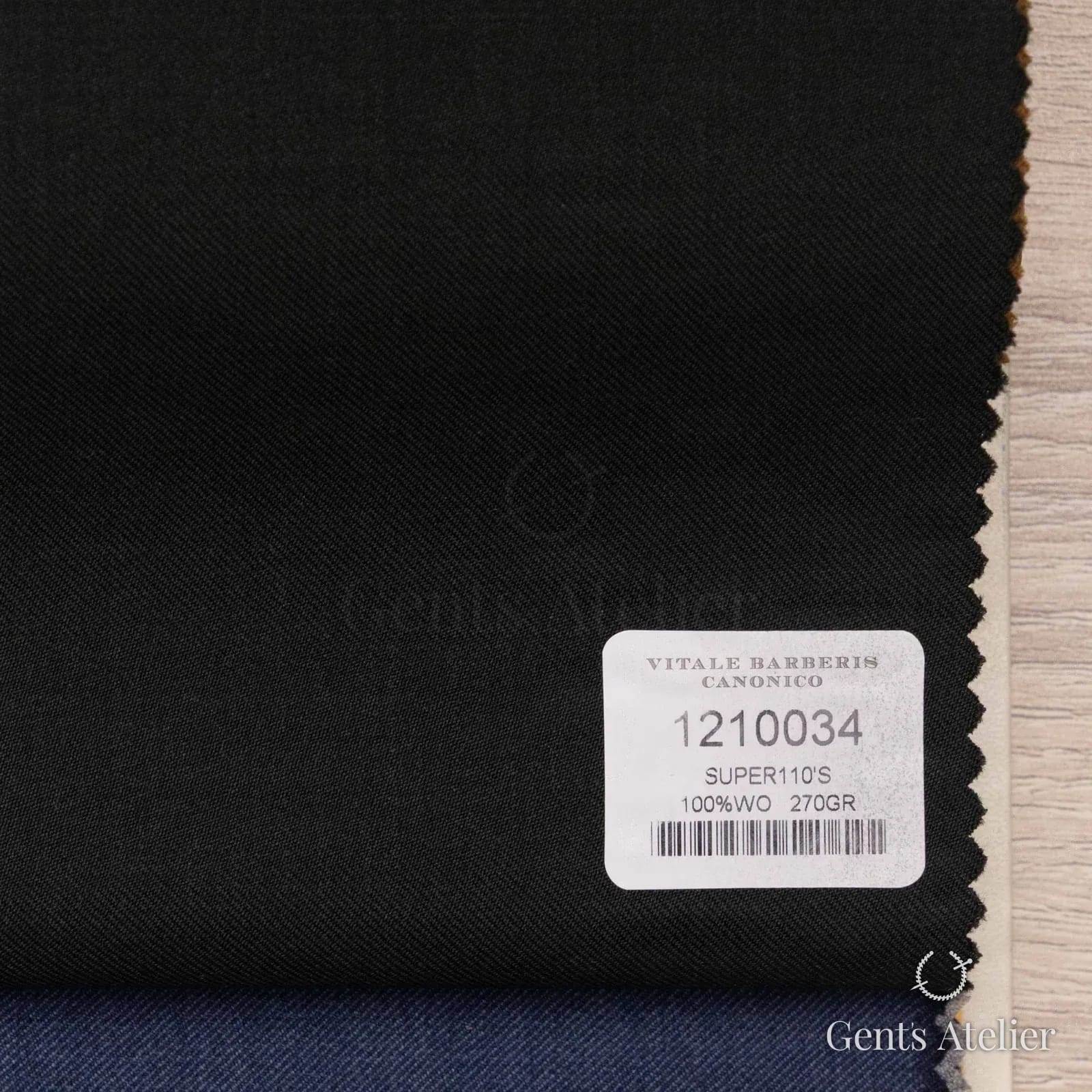 Образец ткани Vitale Barberis Canonico 1210034 с этикеткой, тёмно-серый