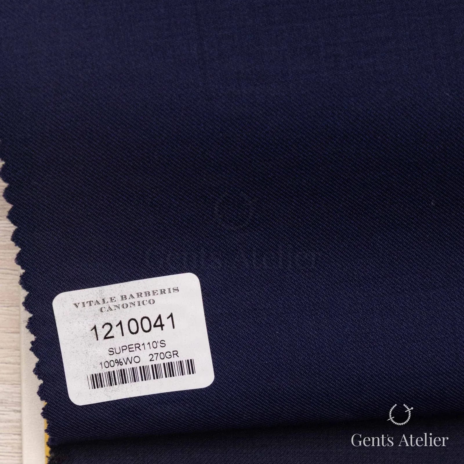 Образец ткани Vitale Barberis Canonico 1210041 с этикеткой, тёмно-синий