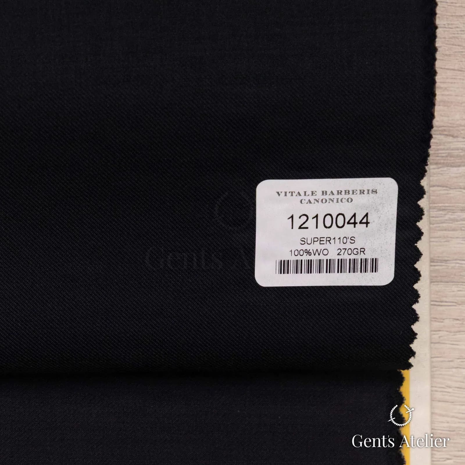 Образец ткани Vitale Barberis Canonico 1210044 с этикеткой, чёрный