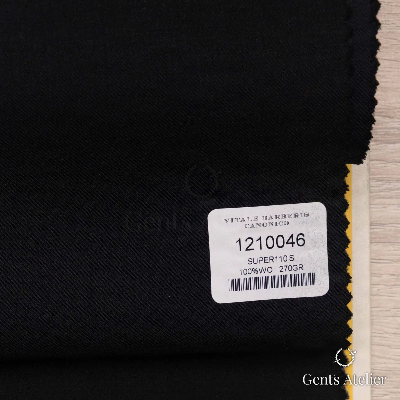 Образец ткани Vitale Barberis Canonico 1210046 с этикеткой, чёрный