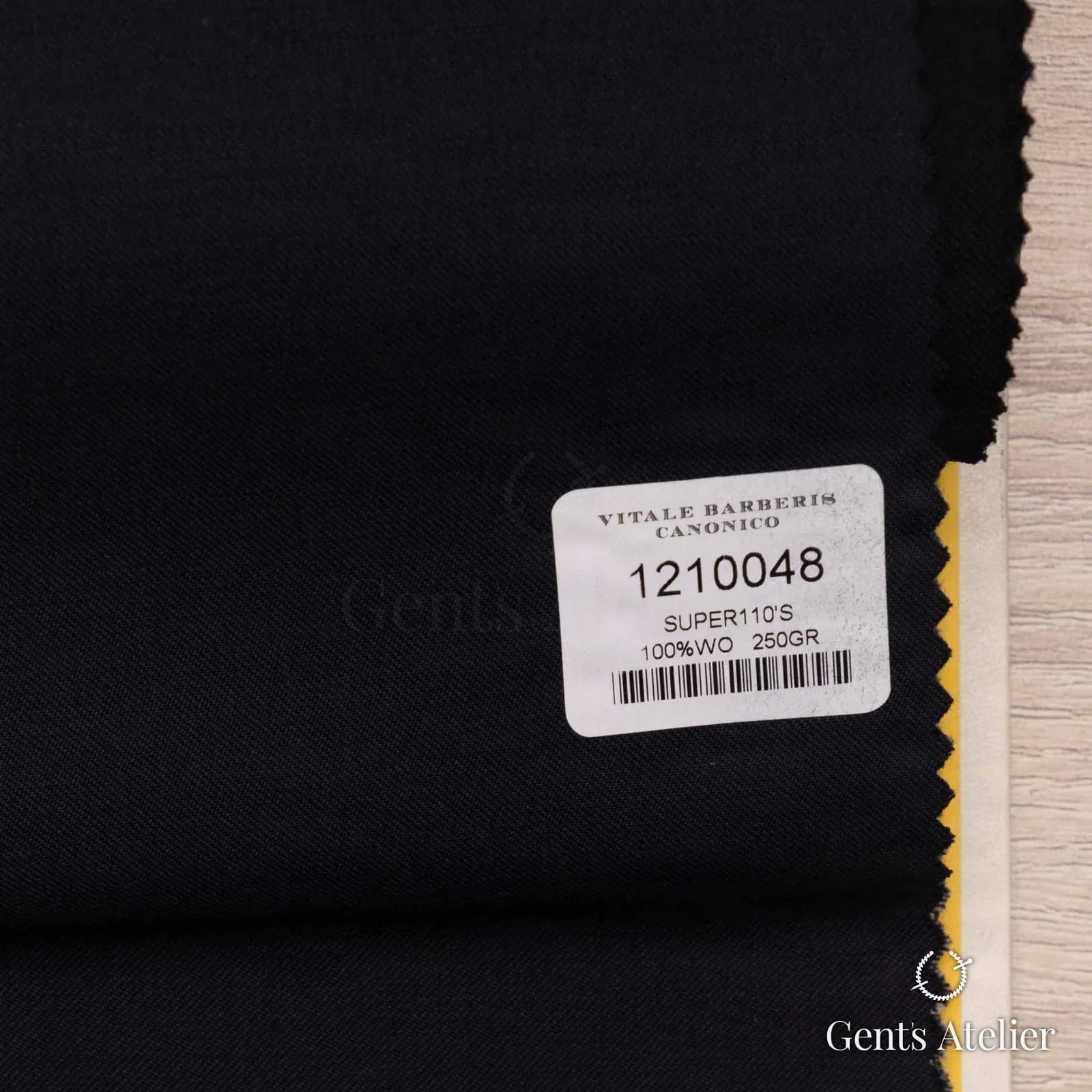 Образец ткани Vitale Barberis Canonico 1210048 с этикеткой, чёрный