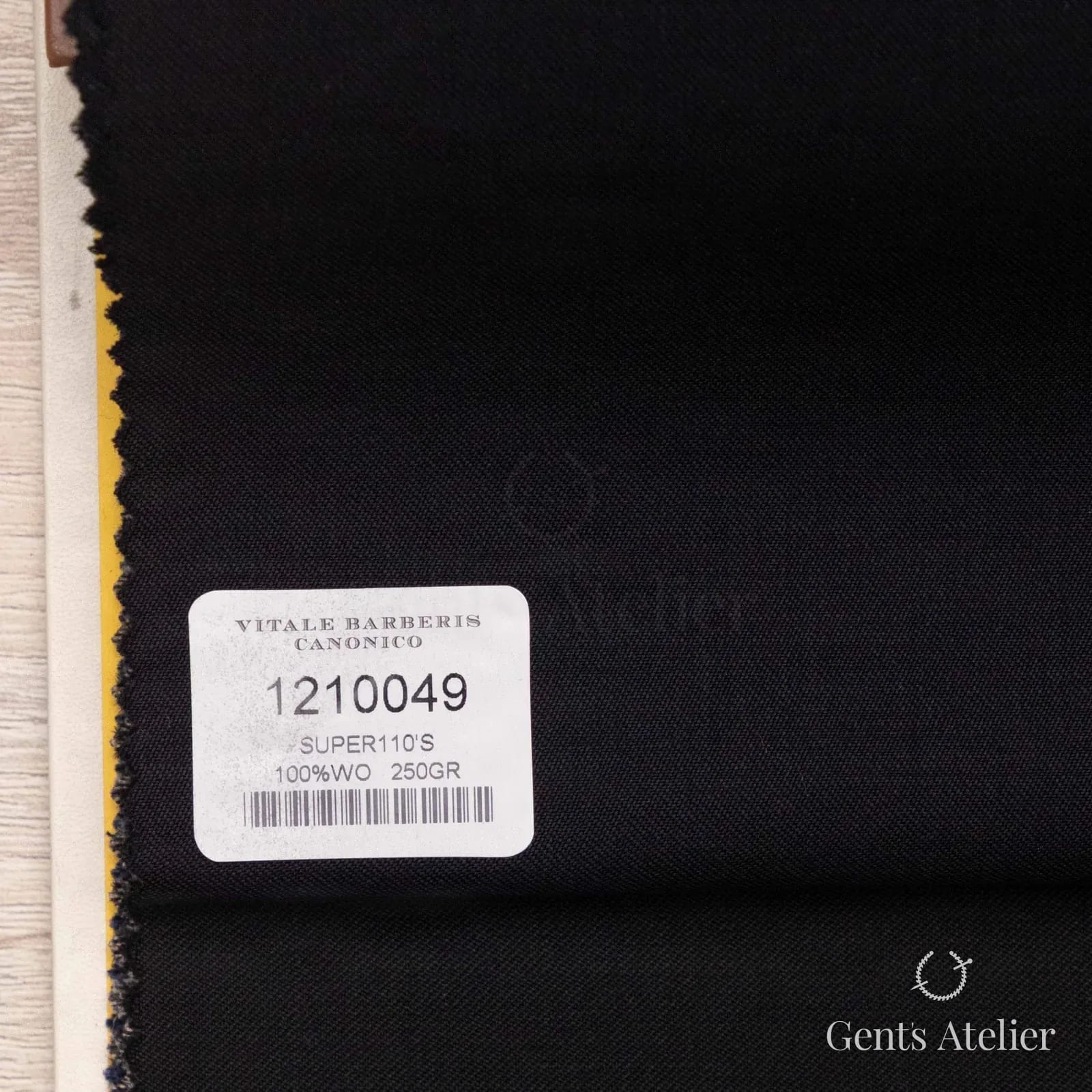 Образец ткани Vitale Barberis Canonico 1210049 с этикеткой, чёрный