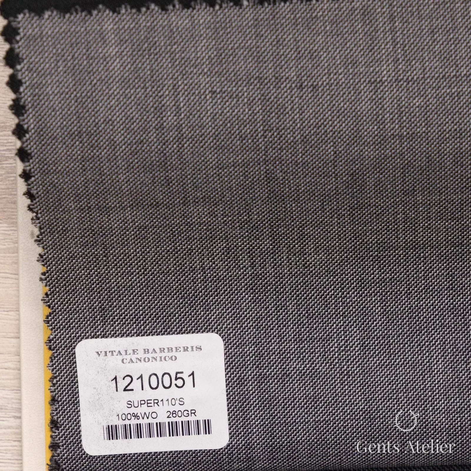 Образец ткани Vitale Barberis Canonico 1210051 с этикеткой, тёмно-серый