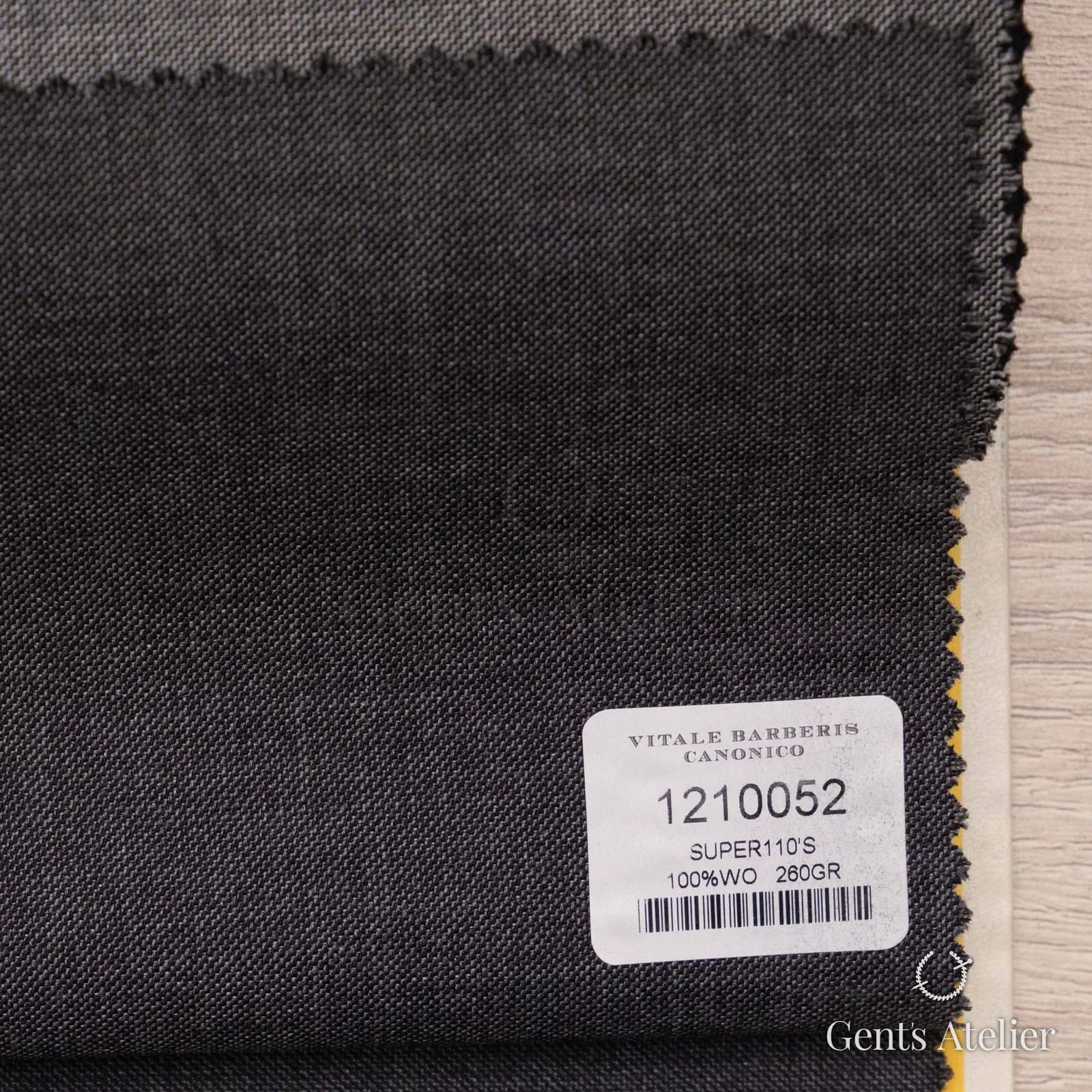 Образец ткани Vitale Barberis Canonico 1210052 с этикеткой, тёмно-серый