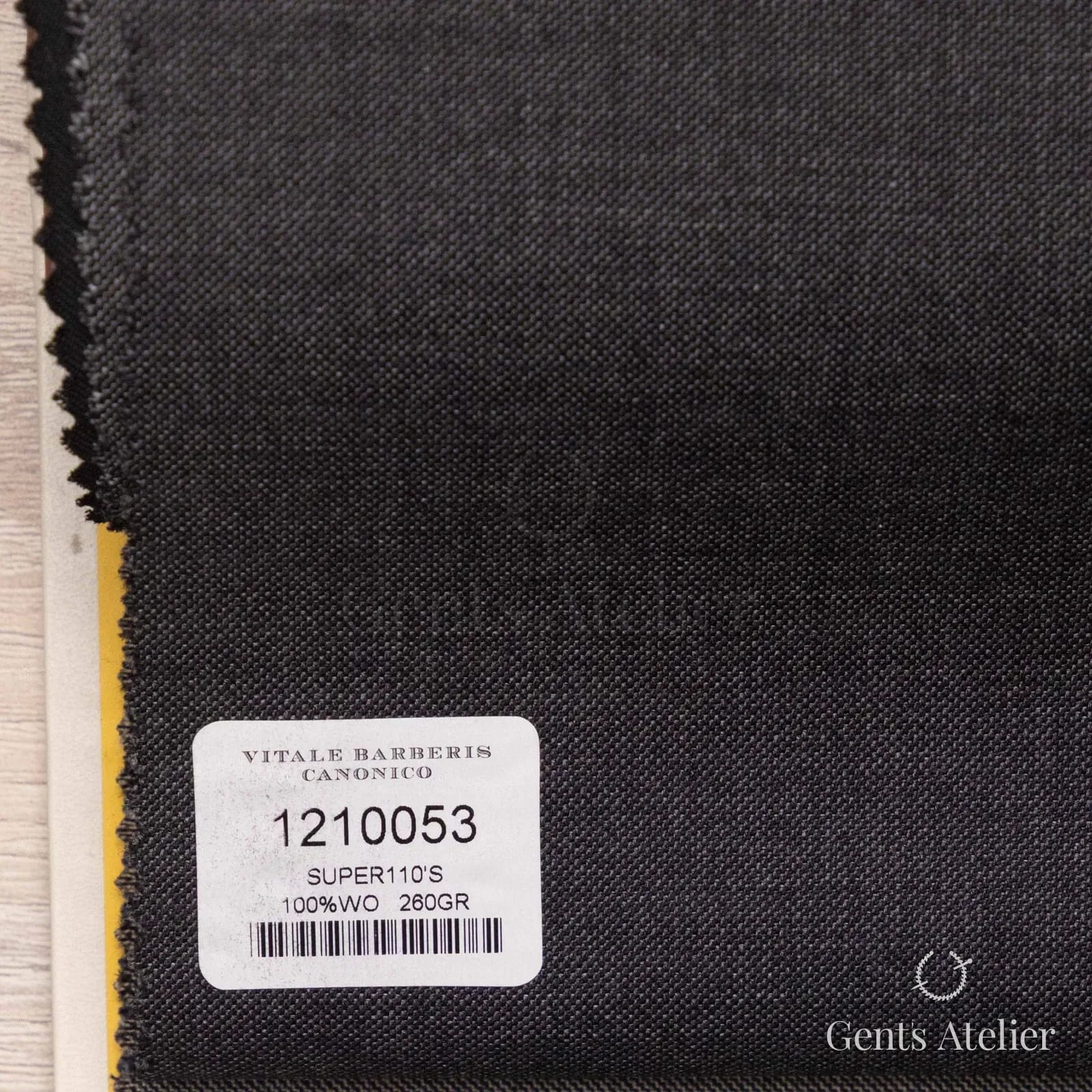 Образец ткани Vitale Barberis Canonico 1210053 с этикеткой, тёмно-серый