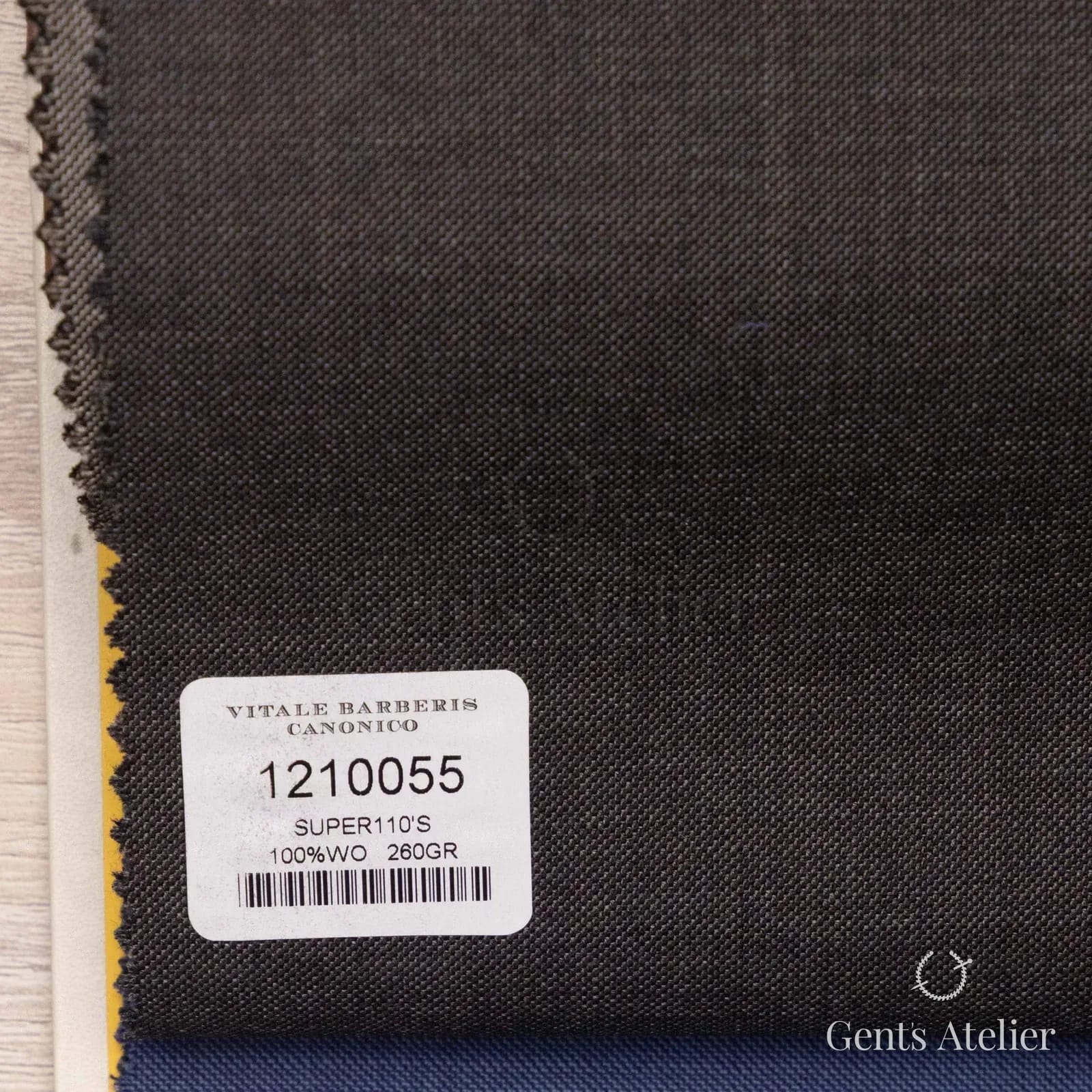 Образец ткани Vitale Barberis Canonico 1210055 с этикеткой, тёмно-коричневый