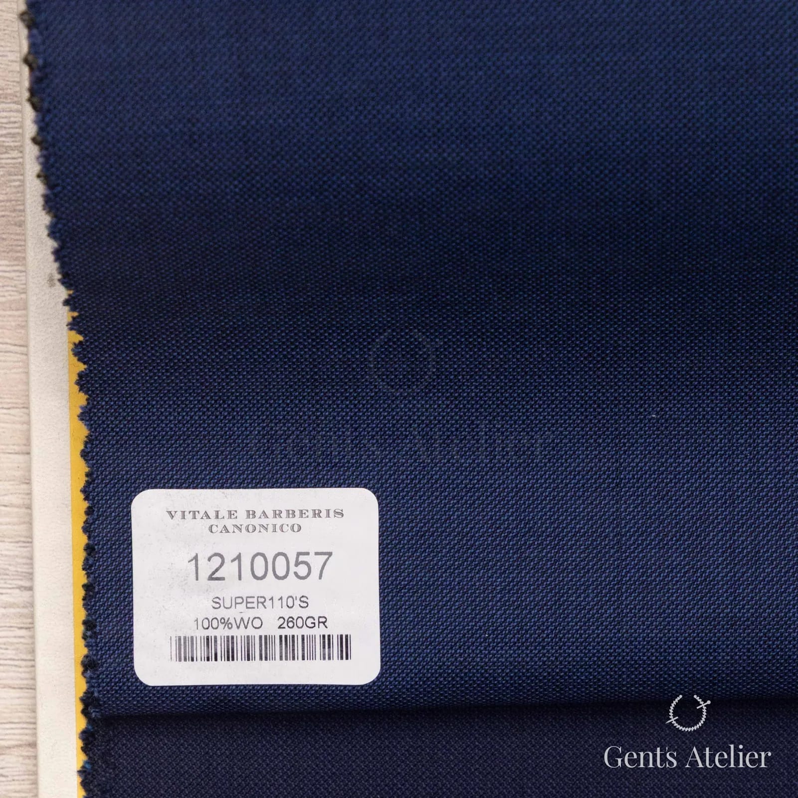 Образец ткани Vitale Barberis Canonico 1210057 с этикеткой, тёмно-синий