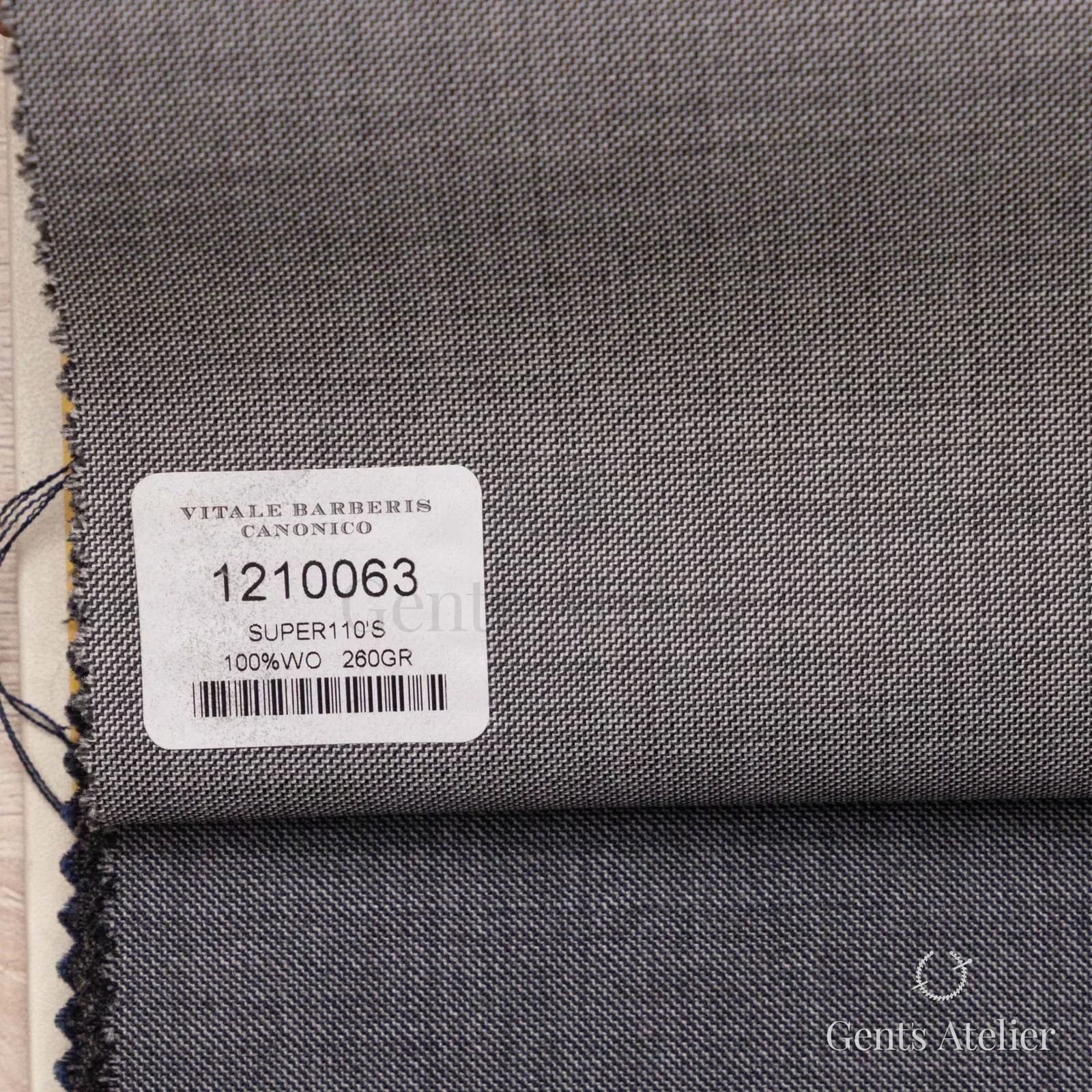 Образец ткани Vitale Barberis Canonico 1210063 с этикеткой, серый
