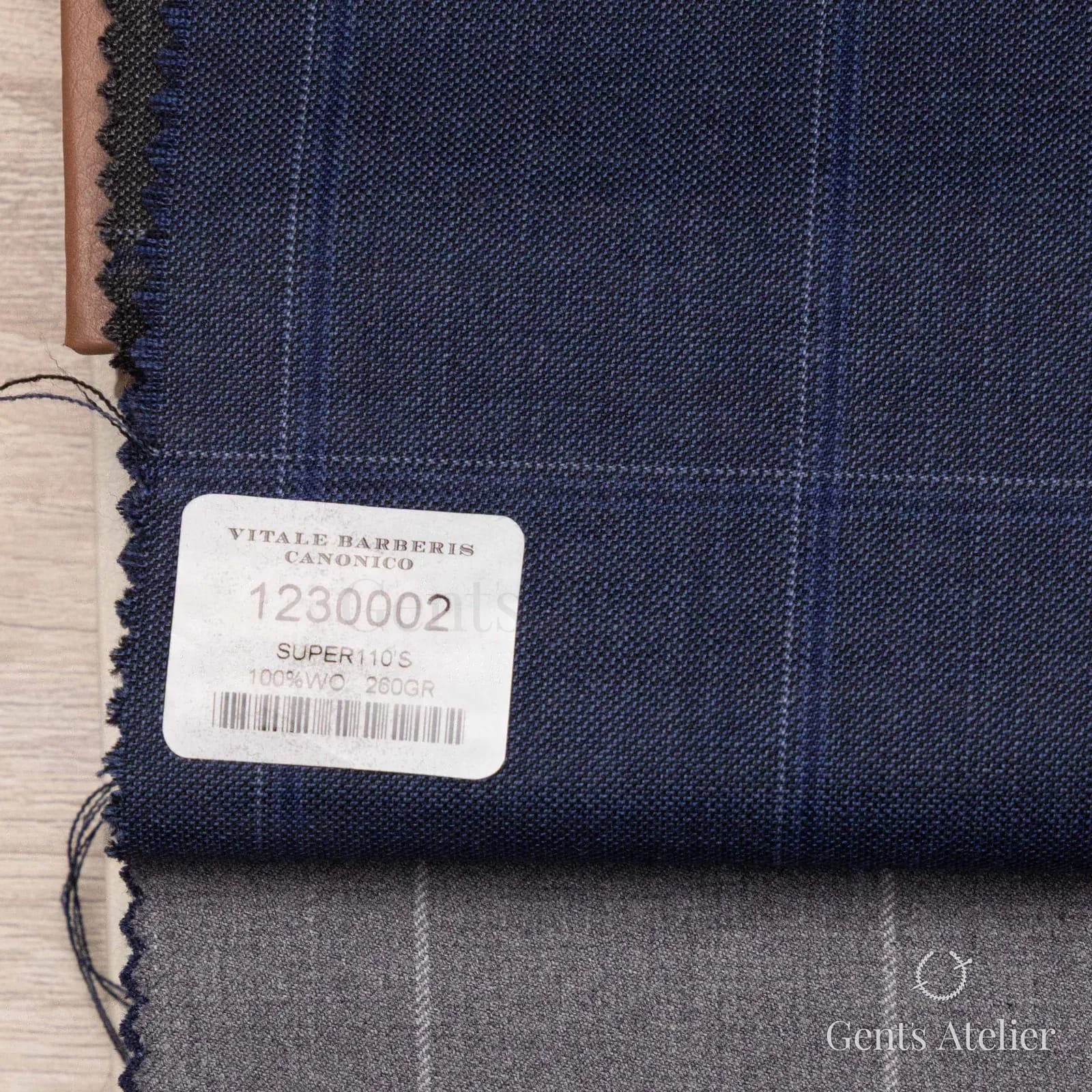 Образец ткани Vitale Barberis Canonico 1230002 с этикеткой, синий