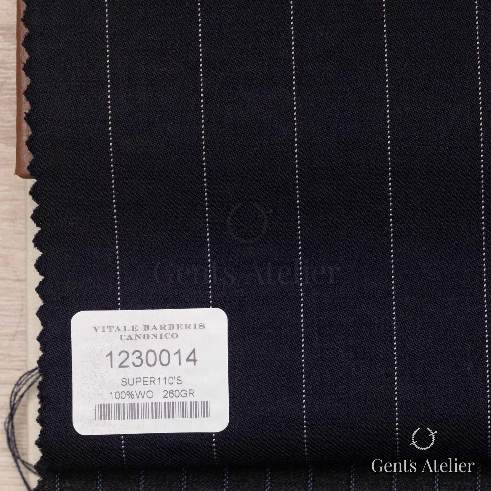 Образец ткани Vitale Barberis Canonico 1230014 с этикеткой, тёмно-синий