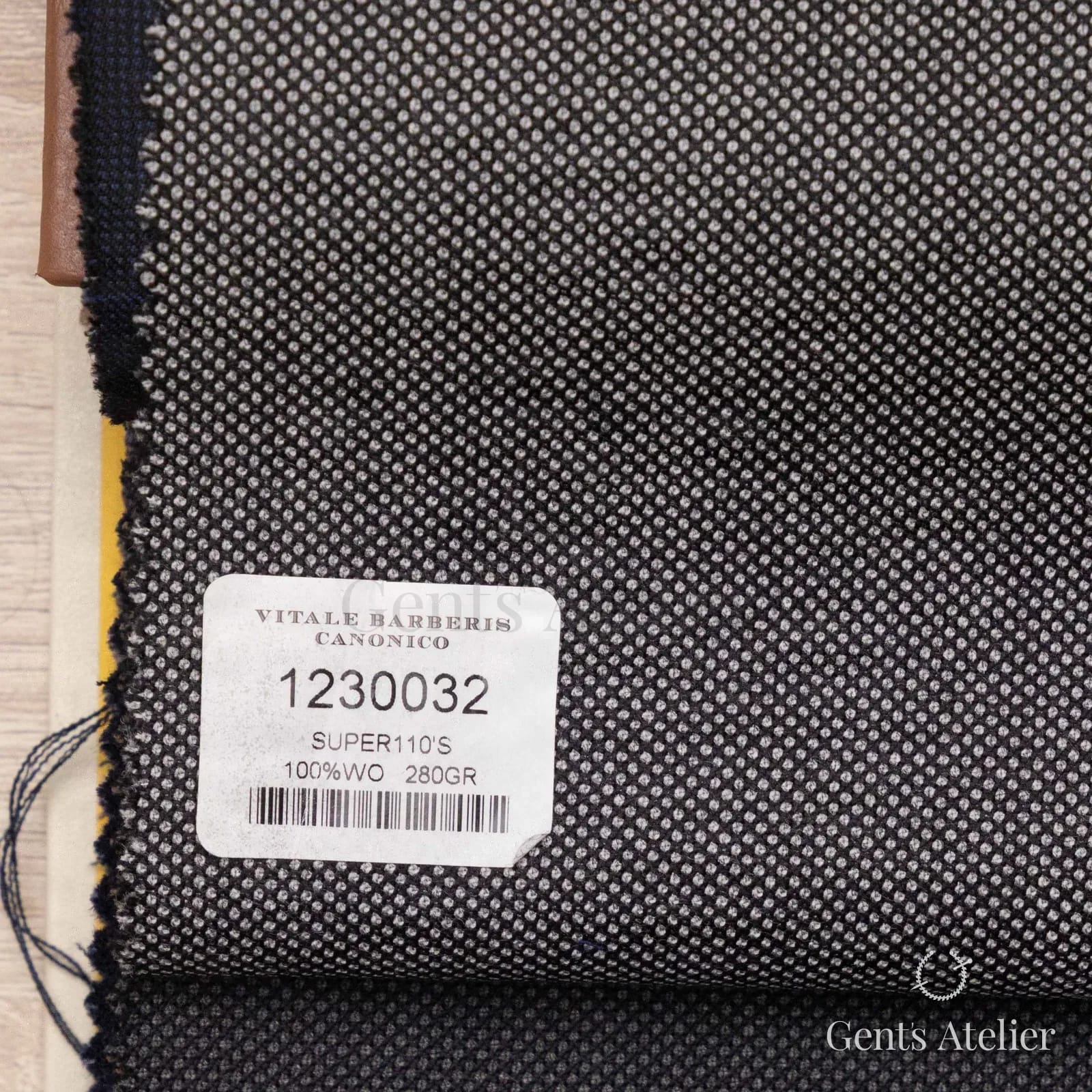 Образец ткани Vitale Barberis Canonico 1230032 с этикеткой, тёмно-синий