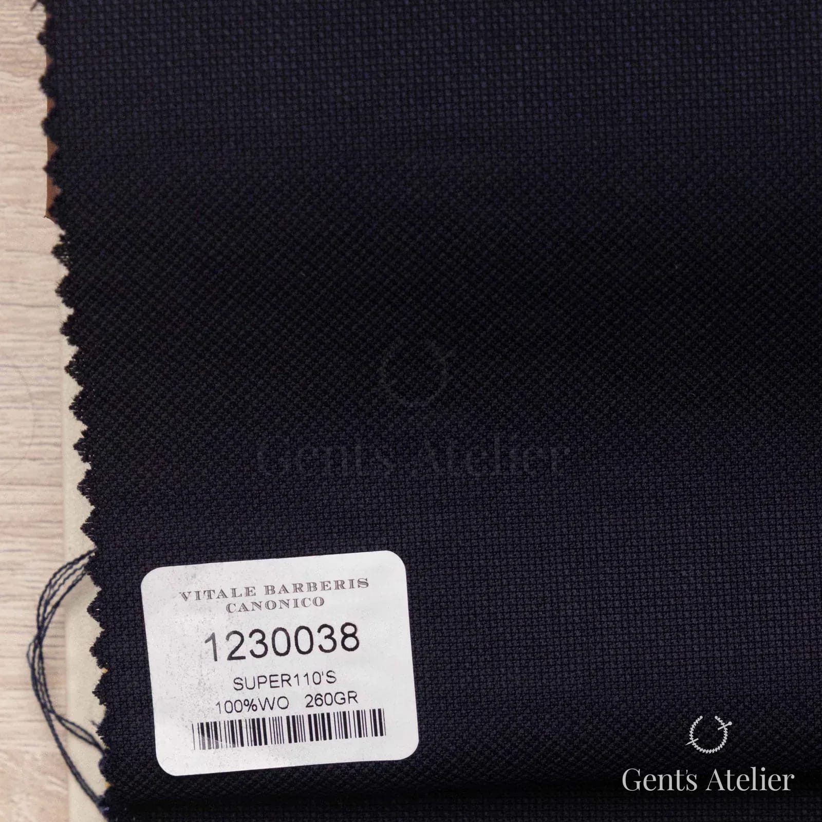 Образец ткани Vitale Barberis Canonico 1230038 с этикеткой, чёрный