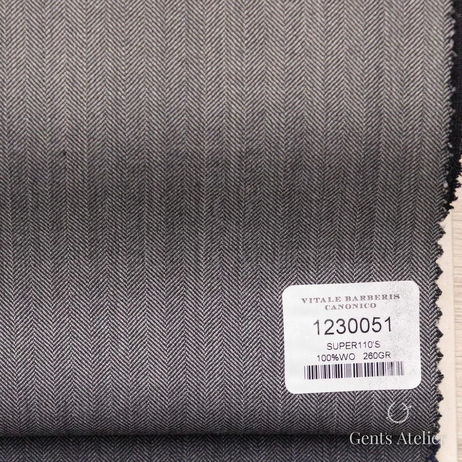 Образец ткани Vitale Barberis Canonico 1230051 с этикеткой, серый