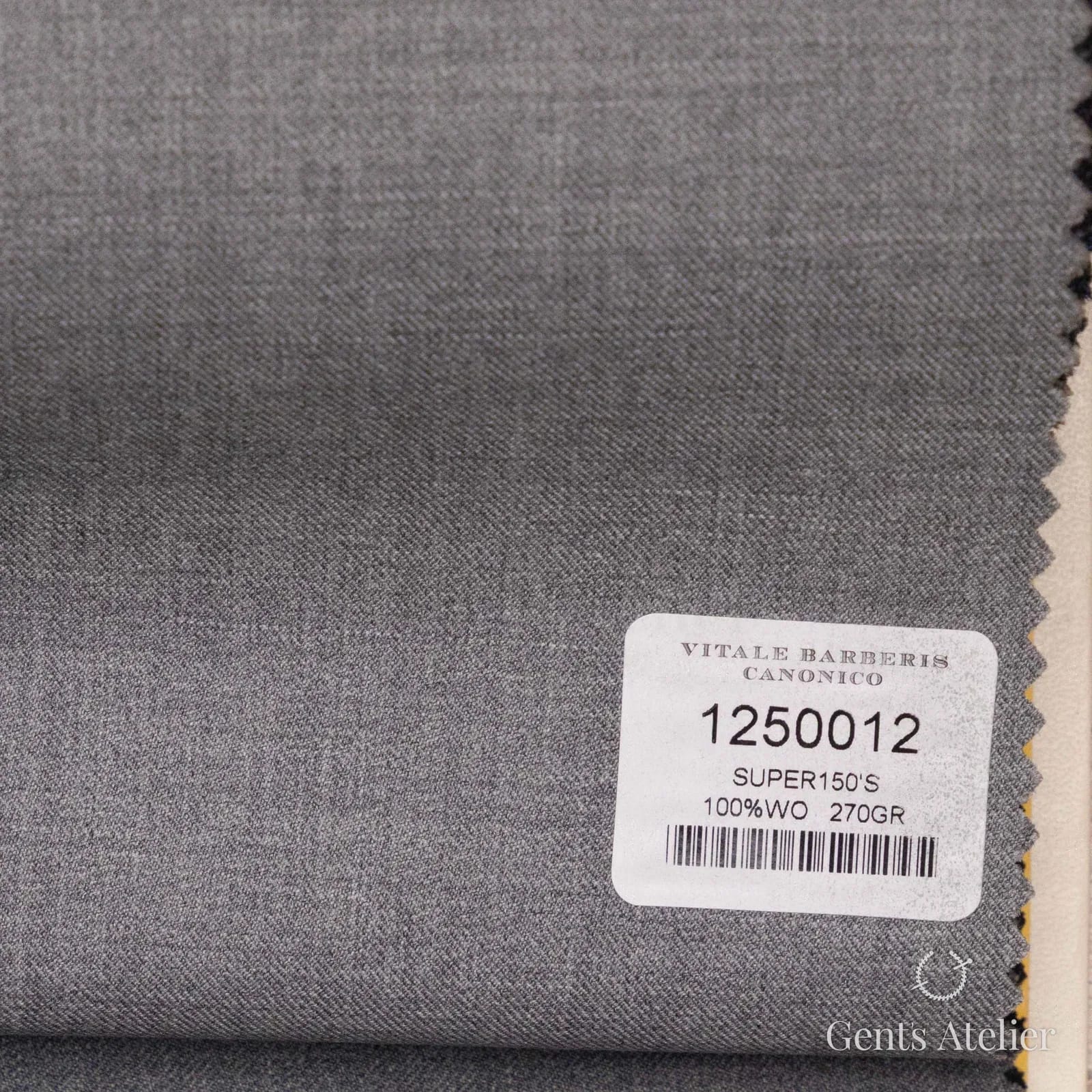 Образец ткани Vitale Barberis Canonico 1250012 с этикеткой, серый средний