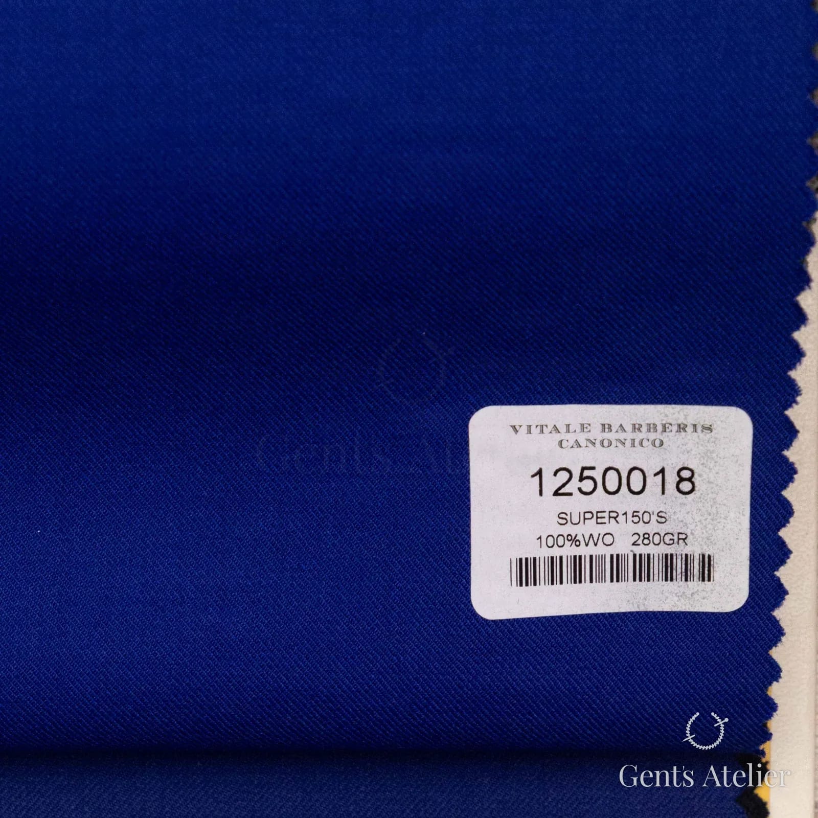 Образец ткани Vitale Barberis Canonico 1250018 с этикеткой, ярко-синий