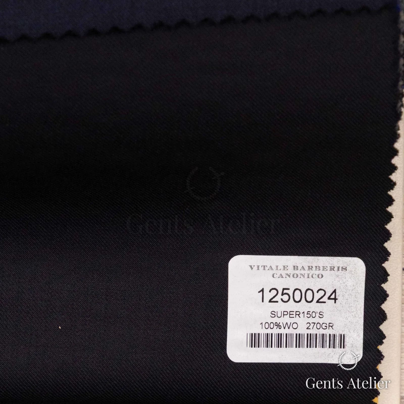 Образец ткани Vitale Barberis Canonico 1250024 с этикеткой, чёрный