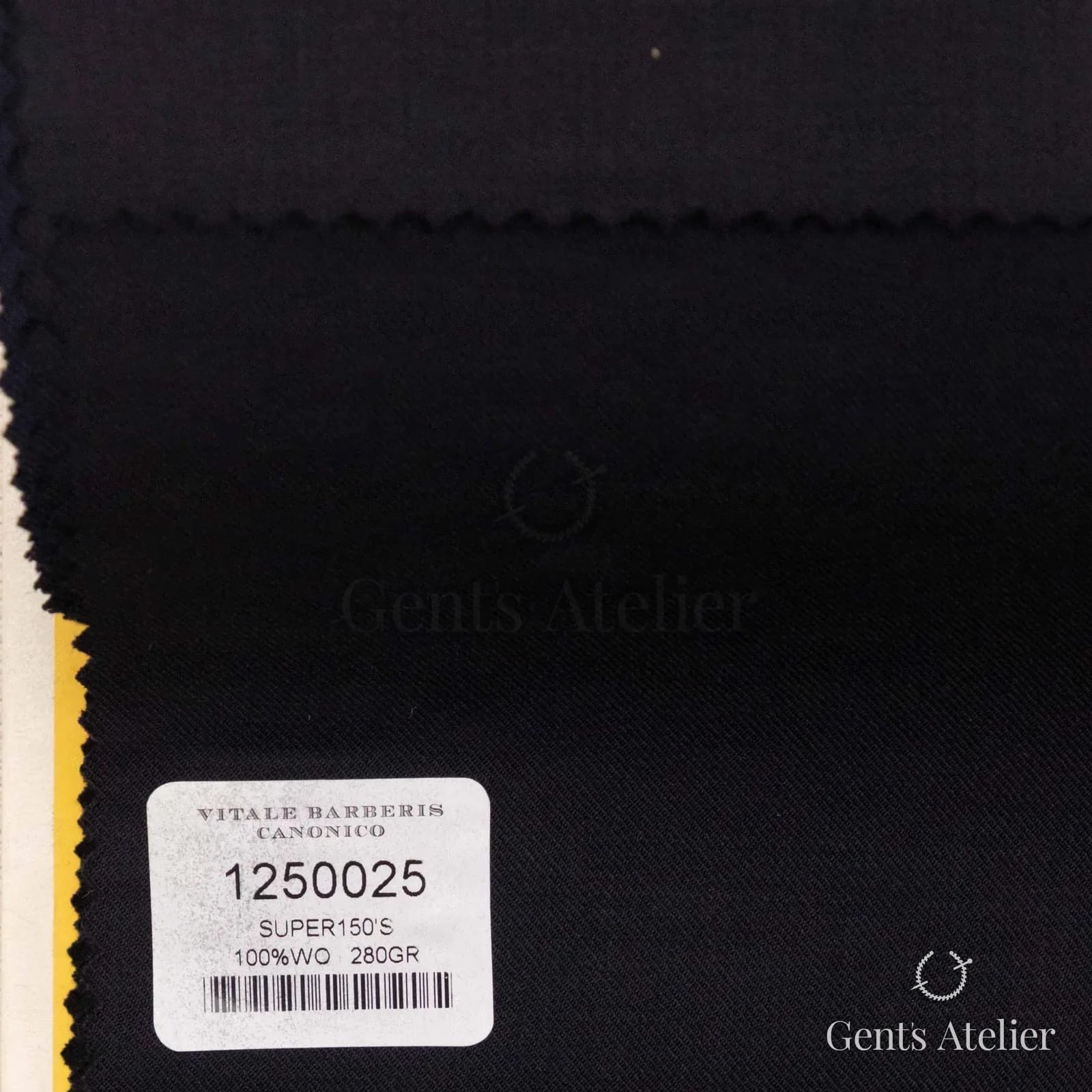 Образец ткани Vitale Barberis Canonico 1250025 с этикеткой, чёрный