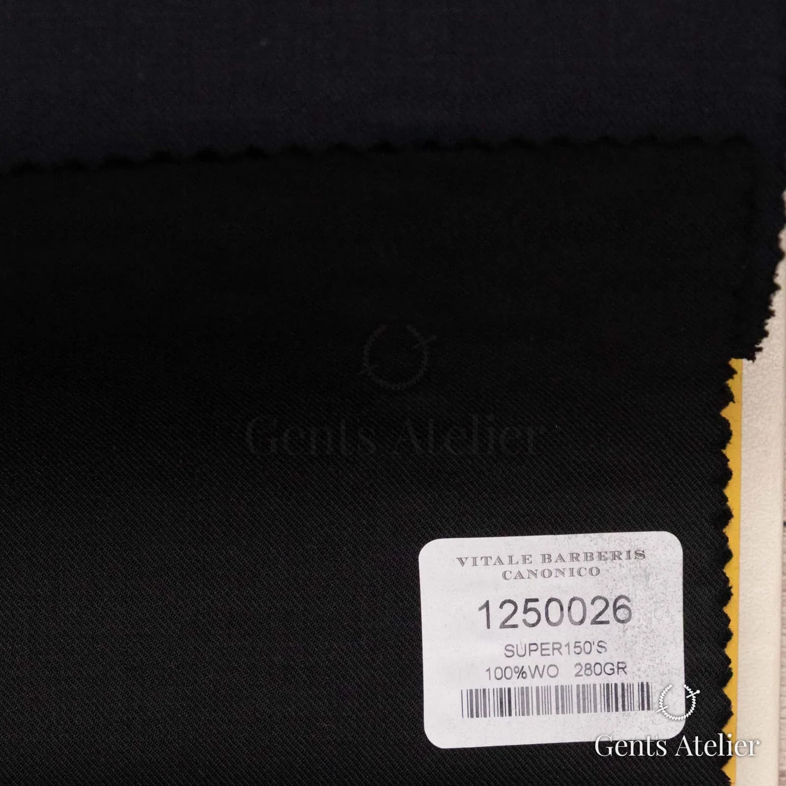 Образец ткани Vitale Barberis Canonico 1250026 с этикеткой, чёрный